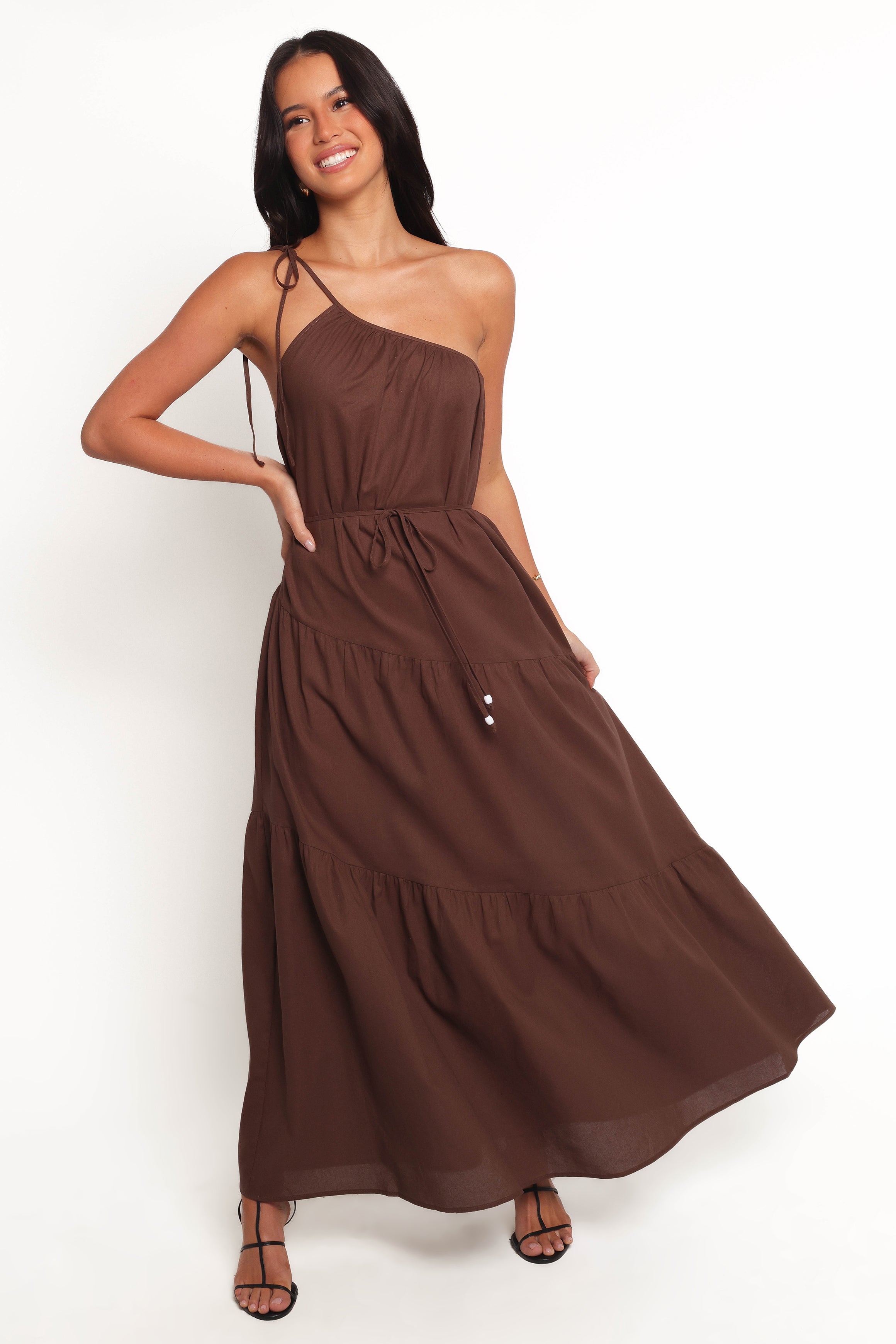 Hilde Maxi Dress for Women - Elegant Chocolate Brown Long Flowy Dress for Summer, Beach, Party & Casual Wear