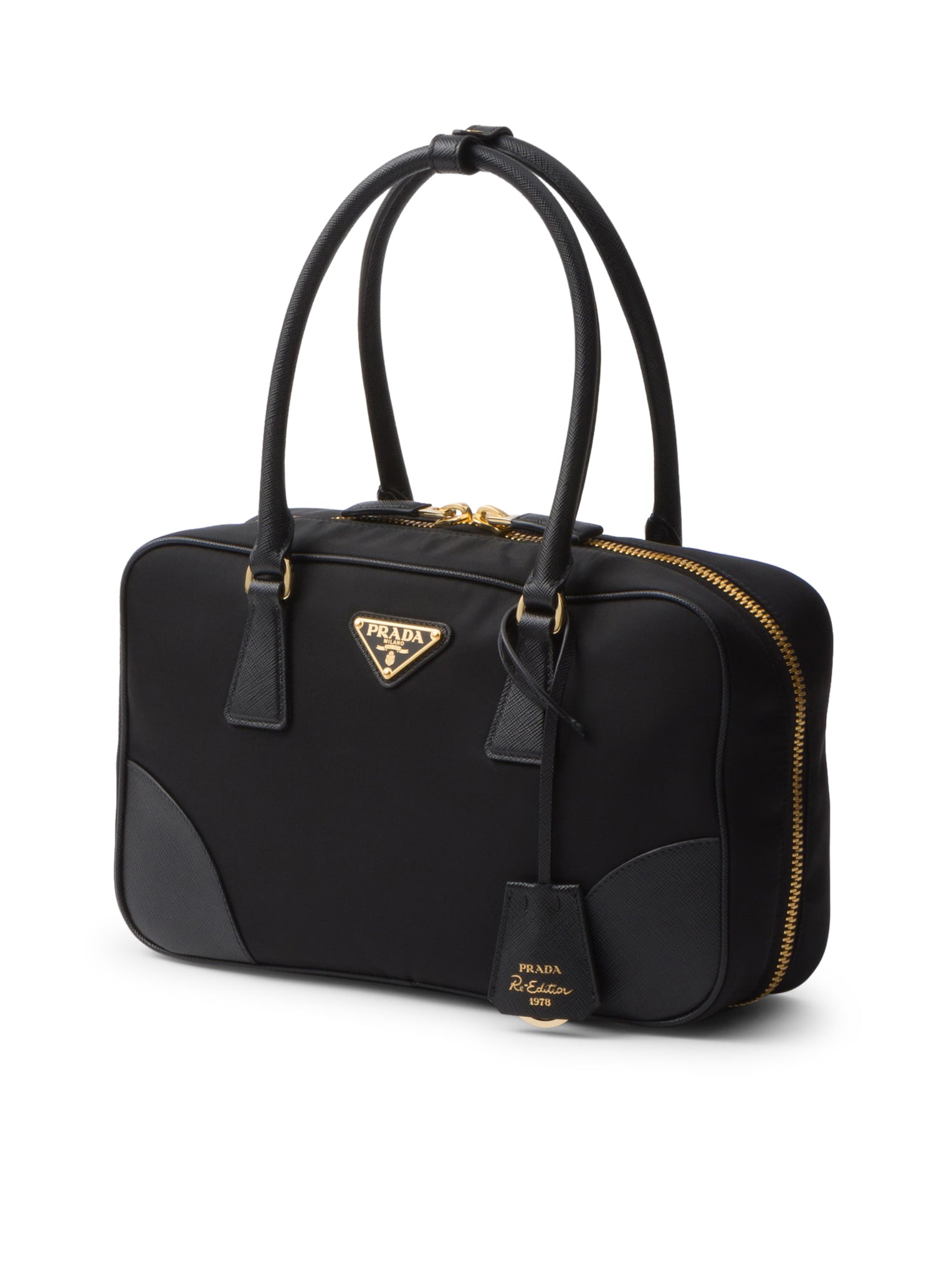Prada Re-Edition 1978 Medium Top Handle Bag in Re-Nylon & Saffiano Leather - Luxury Shoulder Bag for Women, Perfect for Work, Travel & Everyday Use