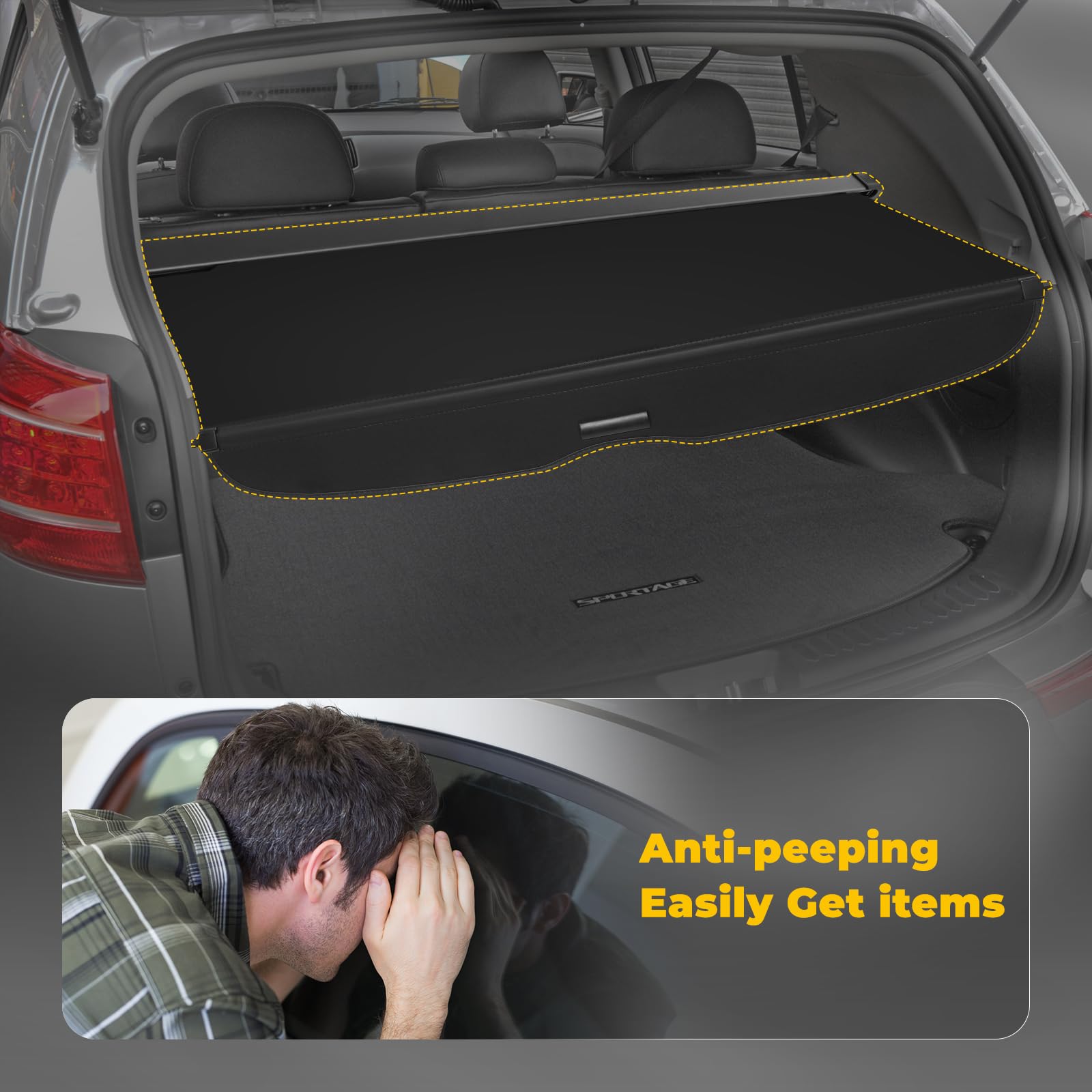 OCPTY Rear Trunk Cargo Cover for 2002-2006 Honda CR-V 2.4L | Durable Tonneau Security Cover | Perfect for Road Trips, Camping & Grocery Storage