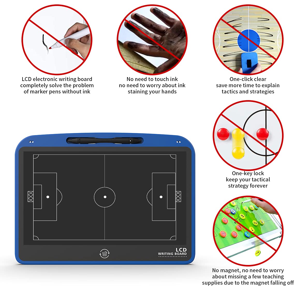 VNVDFLM Electronic LCD Basketball & Soccer Coaching Board - Digital Tactical Training Board for Coaches - Basketball & Football Coaching Equipment Accessories - Perfect Coach Gift for Game Strategies & Team Planning