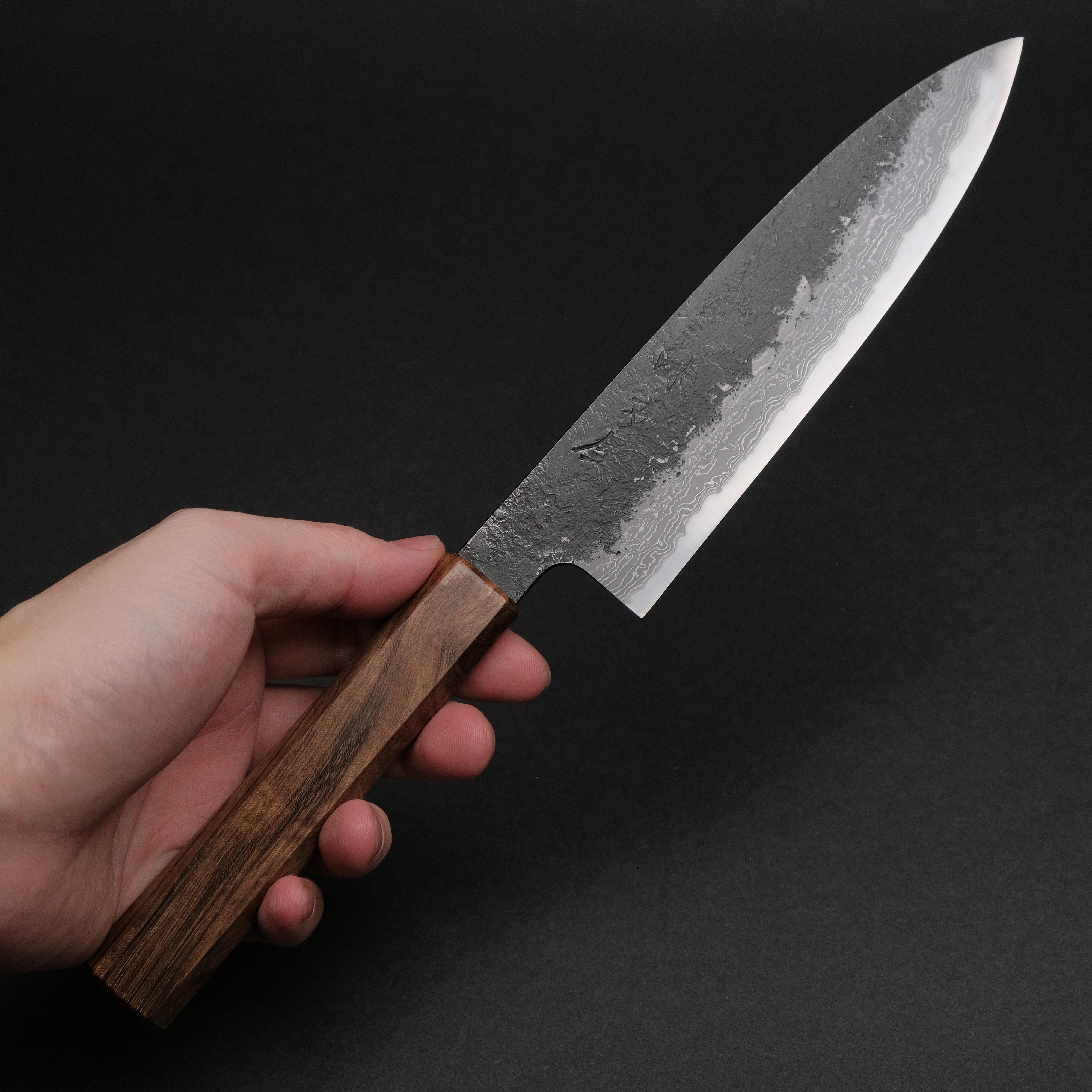 Premium Ajikataya White #2 Nashiji Damascus Petty Knife 150mm - Handcrafted Japanese Kitchen Knife with Octagonal Magnolia Wood Handle (#62) - Perfect for Slicing, Dicing & Precision Cutting in Professional & Home Kitchens