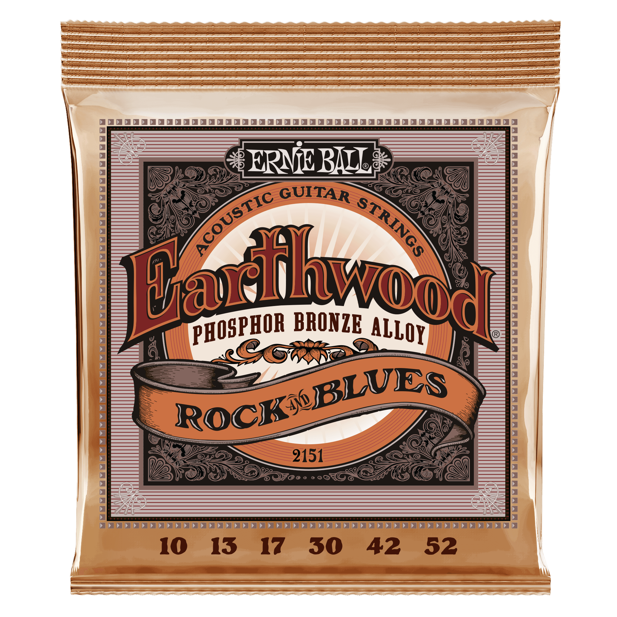 Ernie Ball Earthwood Rock & Blues Phosphor Bronze Acoustic Guitar Strings 10-52 Gauge - Perfect for Blues, Rock & Fingerstyle Playing