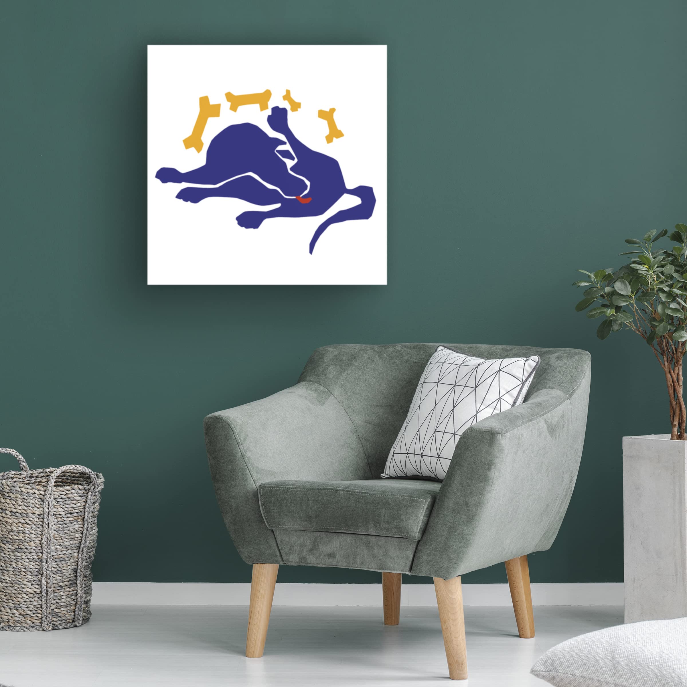 Trademark Fine Art 'Matisse Dog' Canvas Wall Art Print - Modern Abstract Home Decor by Chameleon Design, Inc. | Perfect for Living Room, Bedroom & Office Decorations