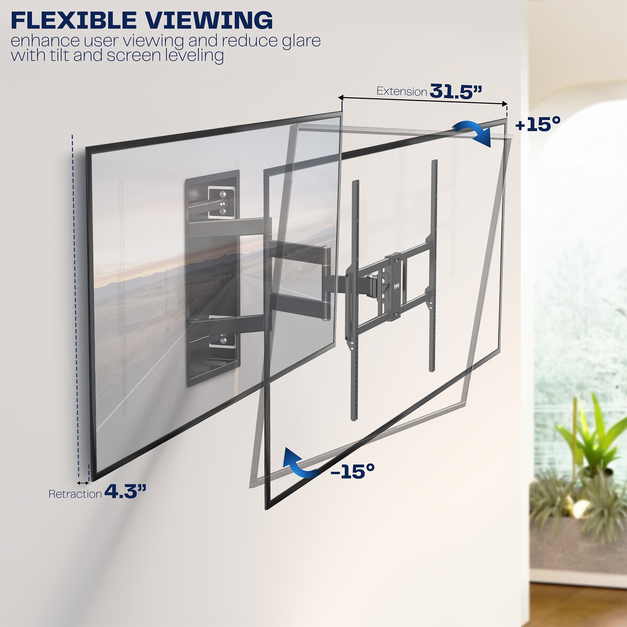 Premium Recessed Large TV Wall Mount Bracket - Heavy Duty Tilting Full Motion Articulating Arm for 40-90 Inch Flat Screen TVs - Perfect for Living Room, Bedroom & Home Theater Installation