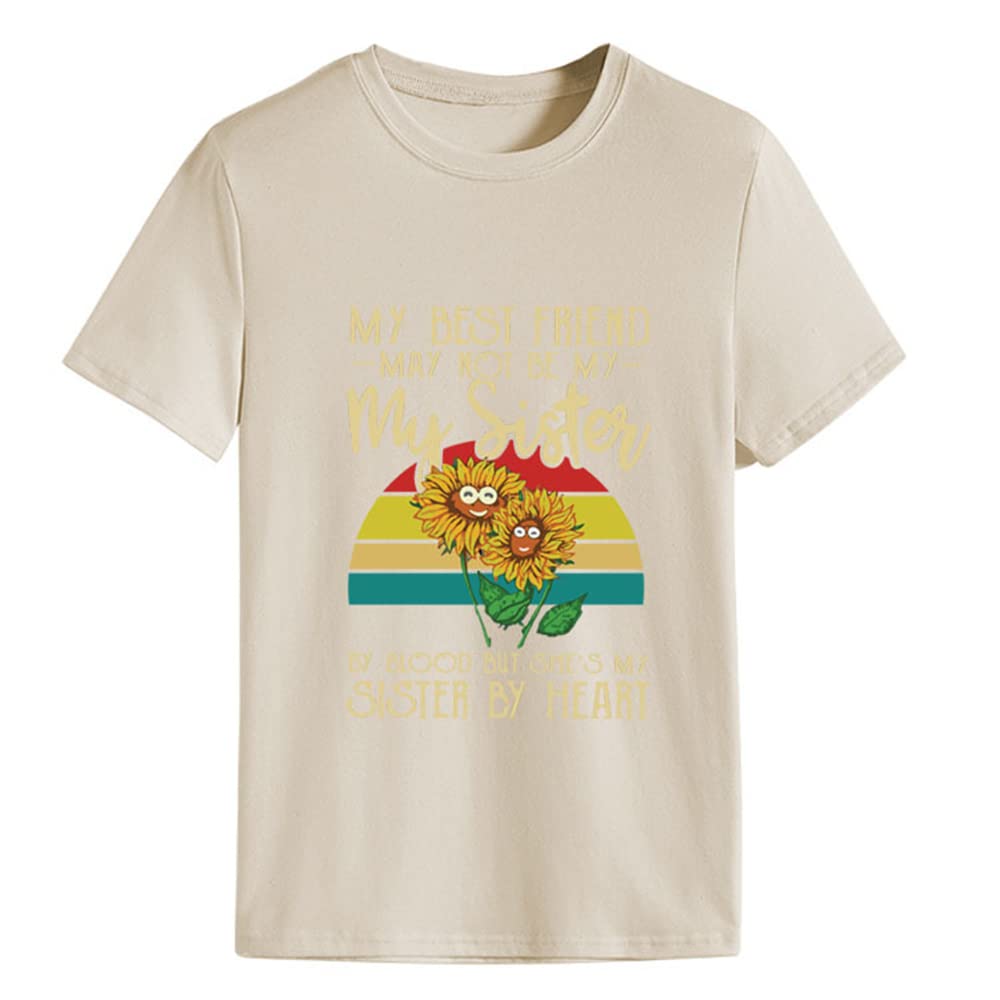 Funny Sunflower Rainbow Graphic Tees for Women - My Best Friend My Sister Summer Aesthetic Tops - Perfect for Casual Outings, Beach Days, and Sister Bonding Moments