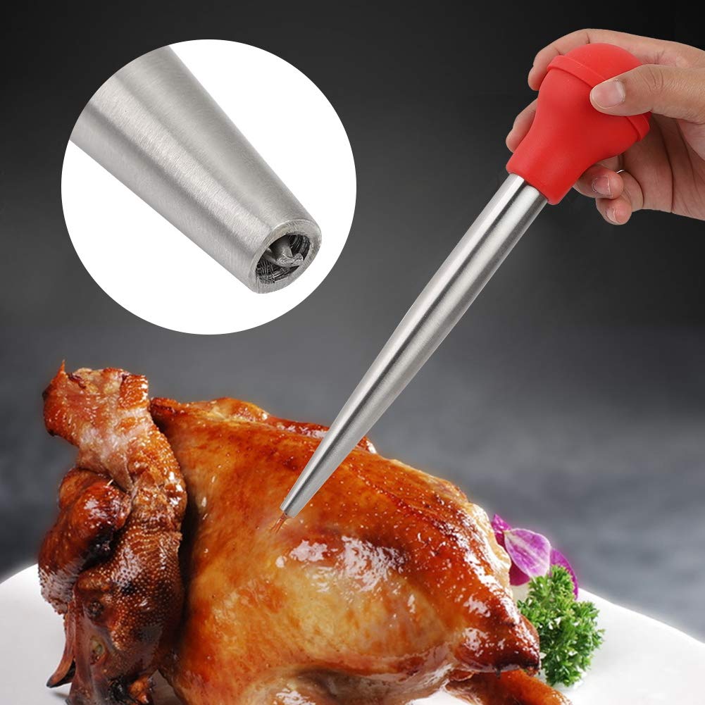 Premium Stainless Steel Turkey Baster & Marinade Injector - Heat-Resistant Condiment Pump for Flavorful Meats, BBQ, Roasts - Perfect for Thanksgiving, Grilling & Cooking