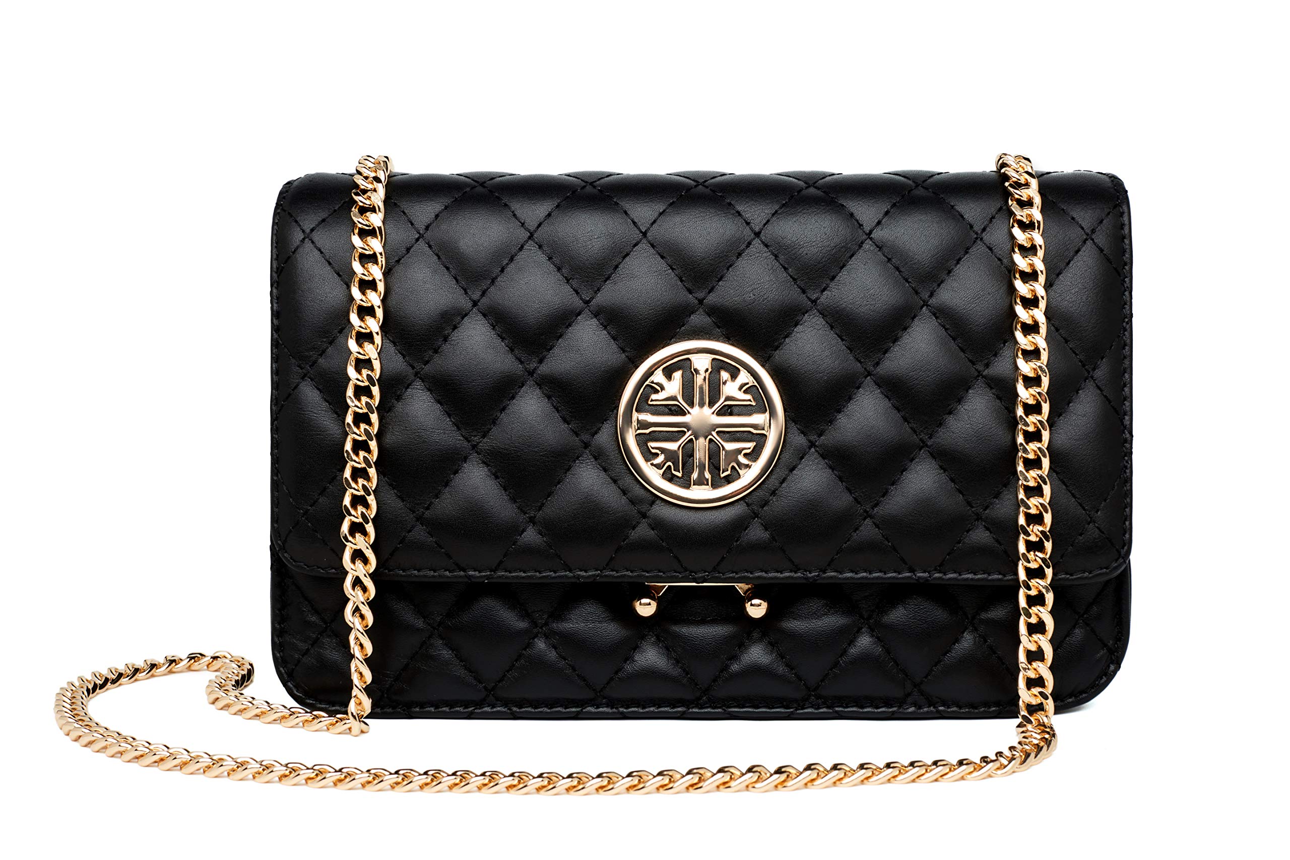 Chrysansmile Genuine Leather Quilted Crossbody Bag for Women - Stylish Shoulder Handbag with Chain Strap, Perfect for Daily Use, Work, and Evening Out