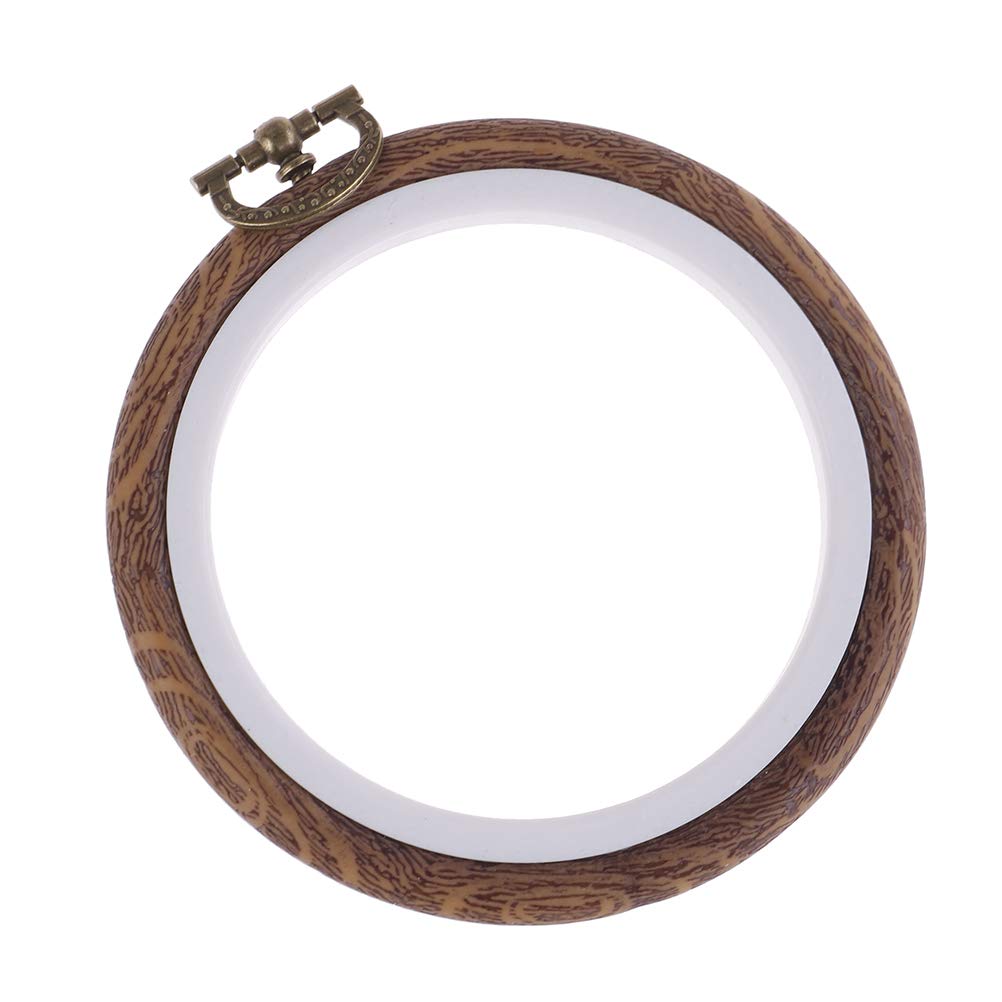 Yiphates 10cm Plastic Embroidery Hoop Frame - Wood-Look Cross Stitch Tool for DIY Crafting | Perfect for Needlework, Hand Embroidery & Home Decor Projects