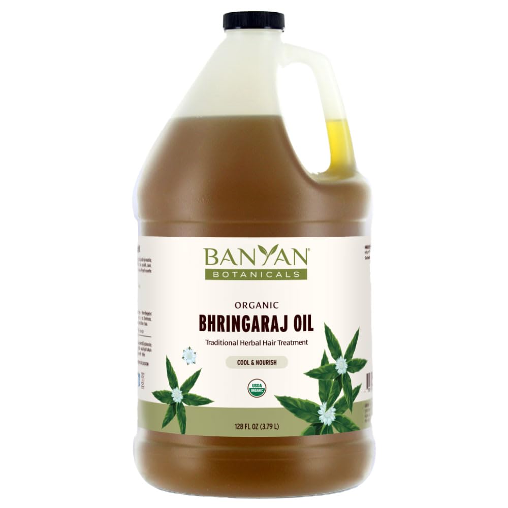 Organic Bhringaraj Oil for Hair Growth – 128 oz Ayurvedic Hair Oil – Non-GMO, Sustainably Sourced – Traditional Herbal Remedy for Thicker, Stronger Hair – Perfect for Daily Scalp Massage & Natural Hair Care Routine