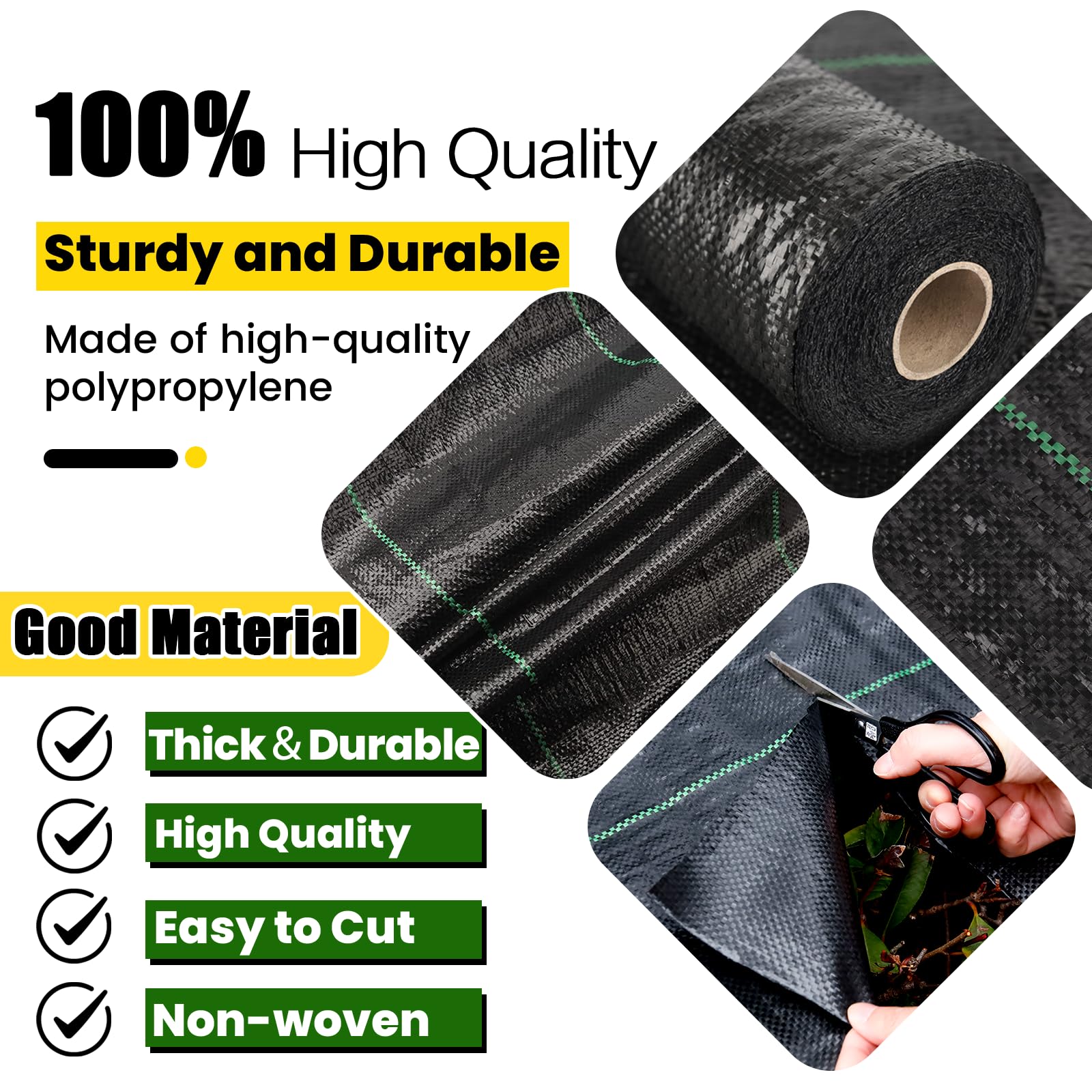 6ft x 300ft Heavy Duty Weed Barrier Landscape Fabric - Premium Weed Control Fabric for Gardens, Durable & Eco-Friendly Weed Block Gardening Mat - Perfect for Landscaping, Mulch Beds, Vegetable Gardens & Flower Beds