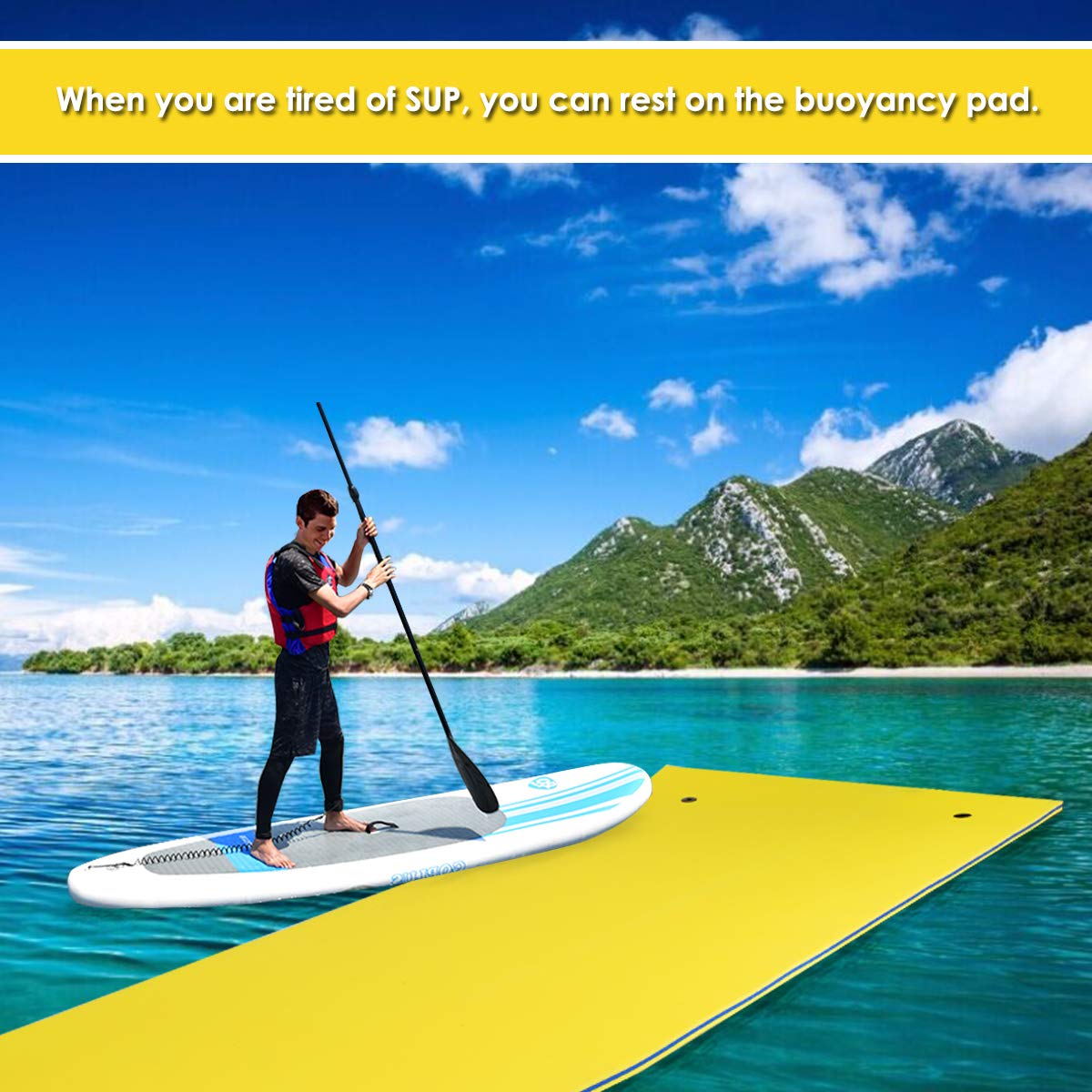 Goplus Floating Water Pad - Premium Tear-Resistant XPE Foam Lily Pad for Swimming, Relaxing - Perfect for Beach, Lake, Ocean, Pool Parties & Summer Water Fun