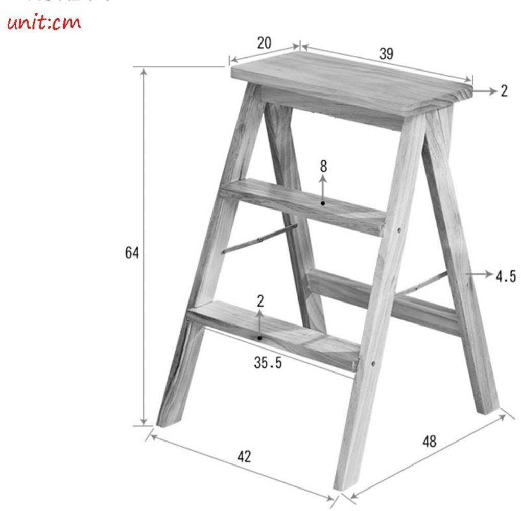 Solid Wood Folding Step Stool for Home - Indoor Climbing Stool with Non-Slip Steps, Portable Ladder Stool for Kitchen, Bathroom, and Kids' Room - Perfect for Reaching High Shelves and Storage Spaces