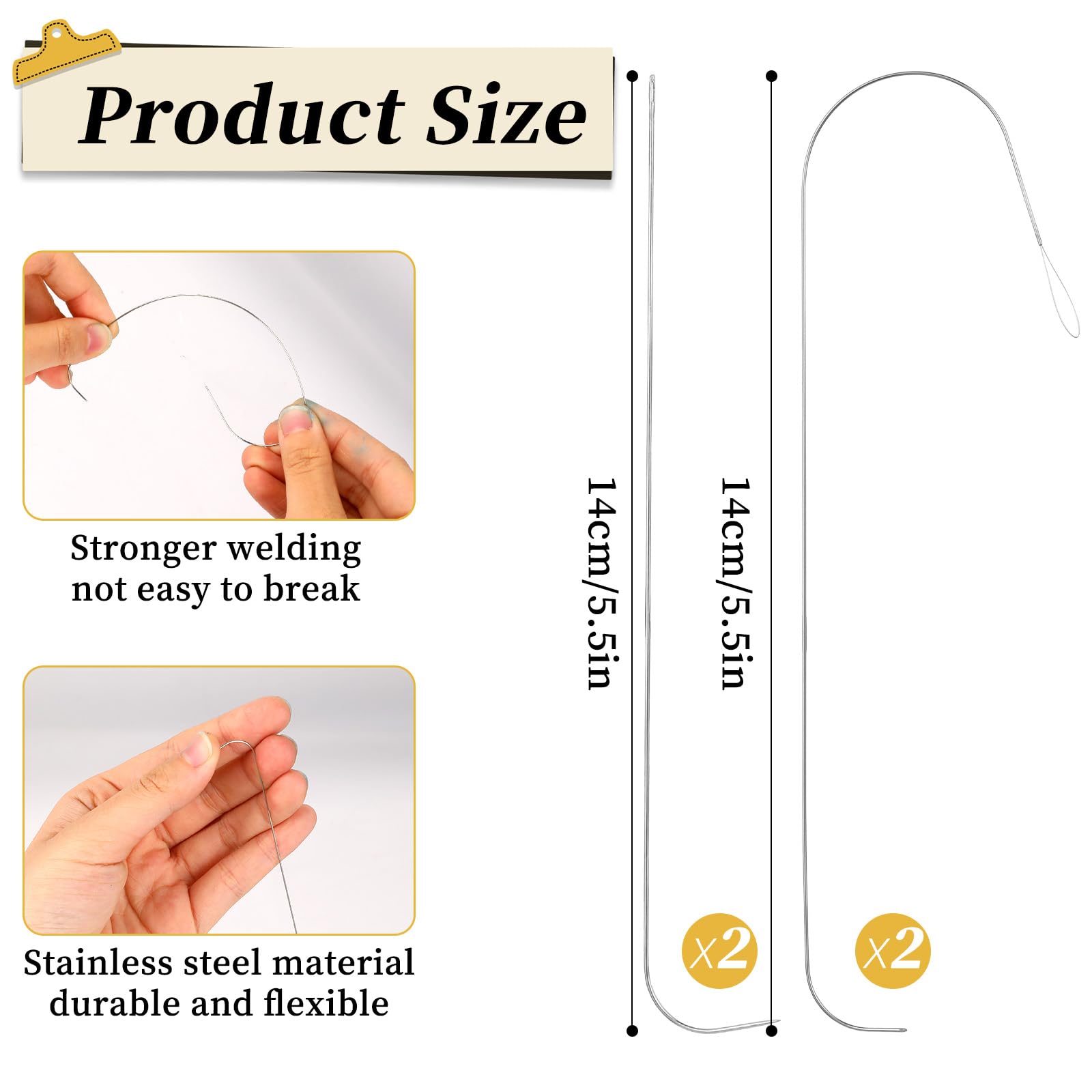 4Pcs Stainless Steel Big Eye Beading Needles for Jewelry Making - Bead Spinner Needles for Bracelets, Necklaces, DIY Craft Projects - Perfect for Beading, Sewing, and Jewelry Repair