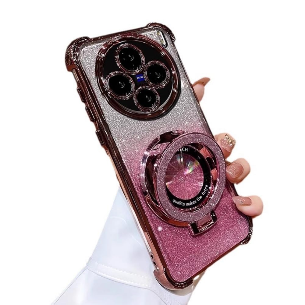 Magnetic Ring Stand OnePlus 13 Case - Magsafe Compatible, Bling Glitter Clear Soft TPU Bumper Cover for Women (Pink) - Perfect for Work, Travel & Everyday Protection