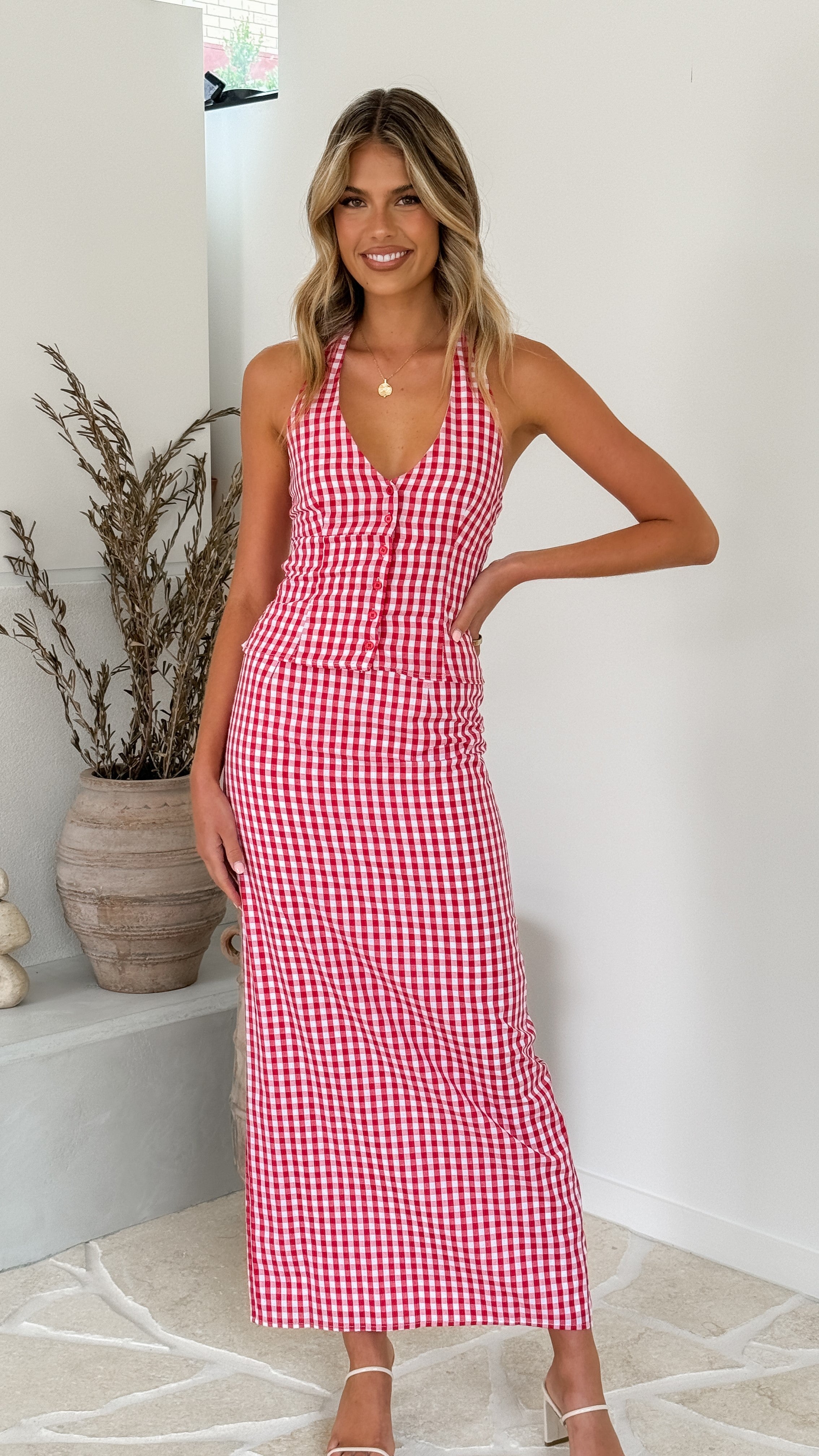 Jakayla Women's Maxi Skirt - Flowy Long Skirt for Summer, Picnic Red | Perfect for Beach, Vacation & Outdoor Activities