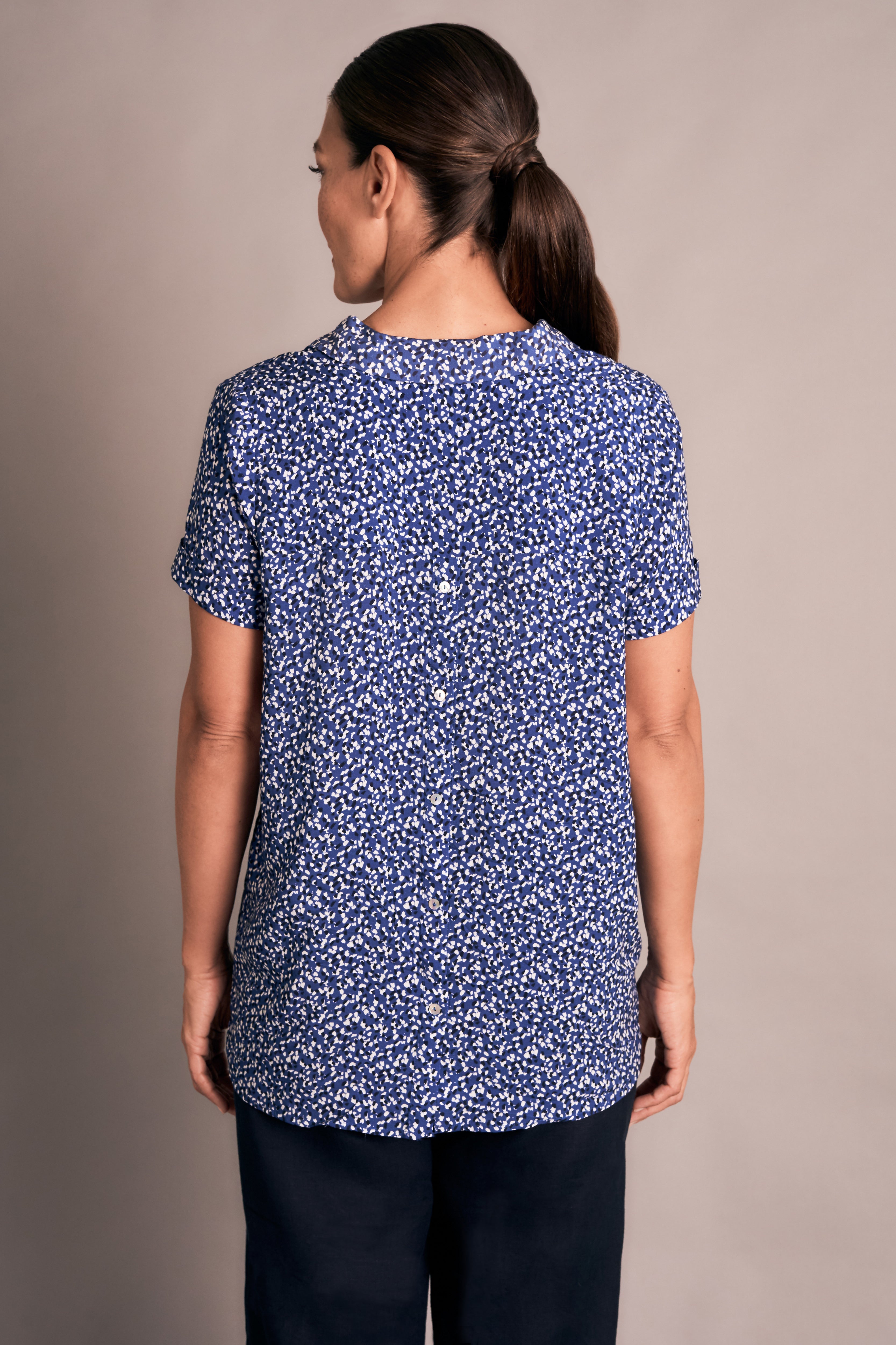 Stylish Pleat Front Top with Abstract Spot Print - Perfect for Casual Outings, Office Wear & Date Nights
