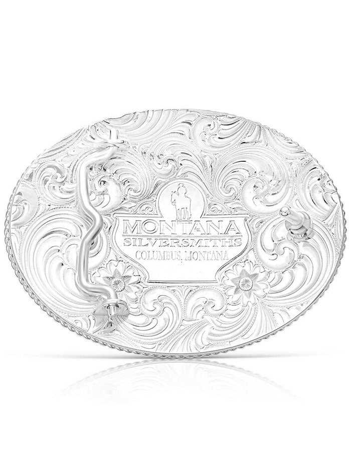 Montana Silversmiths 1255 767M Longhorn Classic Western Buckle - Genuine Silver Cowboy Belt Buckle for Men - Perfect for Rodeo, Country Music Festivals & Western Fashion