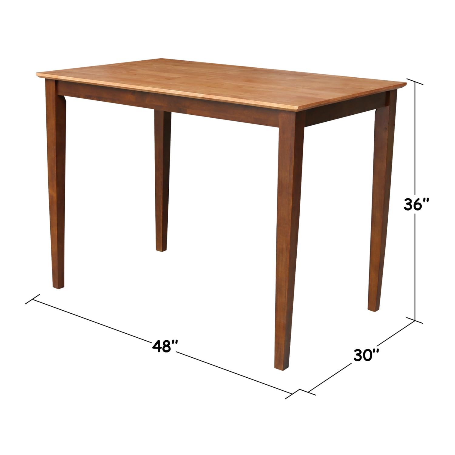 IC International Concepts Dining Table - Solid Wood Kitchen Table, Cinnamon/Espresso Finish - Perfect for Family Dinners & Entertaining Guests