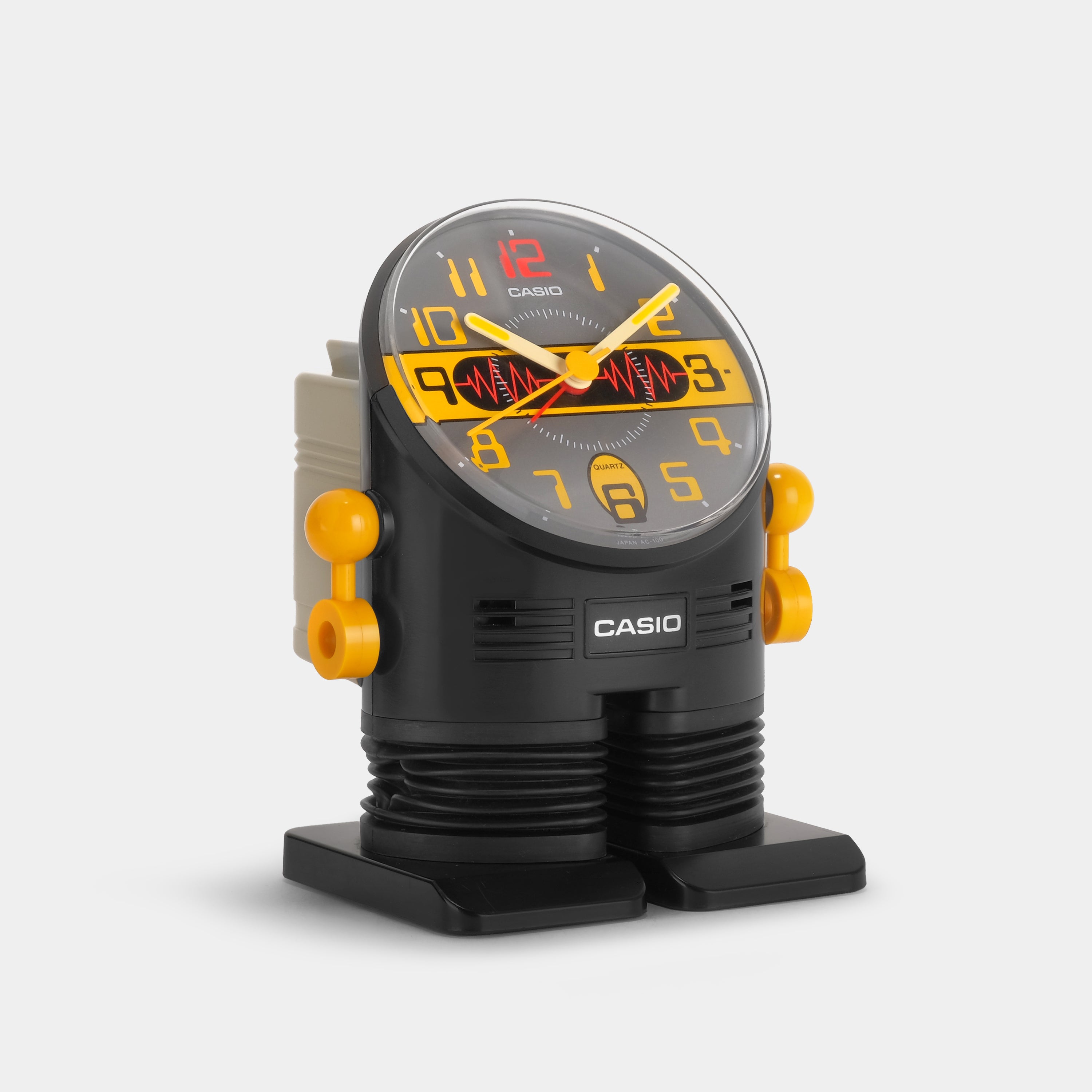 Casio AC 100 Black Robot Alarm Clock - Digital LED Display with Snooze Function, Perfect for Kids Bedroom, Office Desk & Travel Use