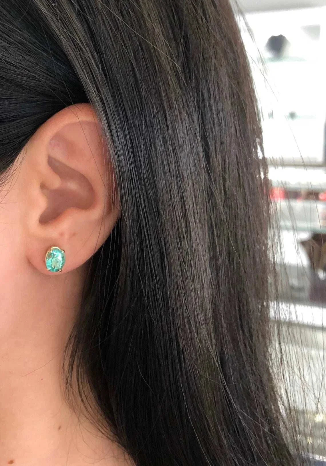 2.0tcw Natural Colombian Emerald Stud Earrings in 14K Gold - Oval Cut Transparent Gemstone Jewelry for Women, Gift for Her, Perfect for Weddings, Parties & Special Occasions