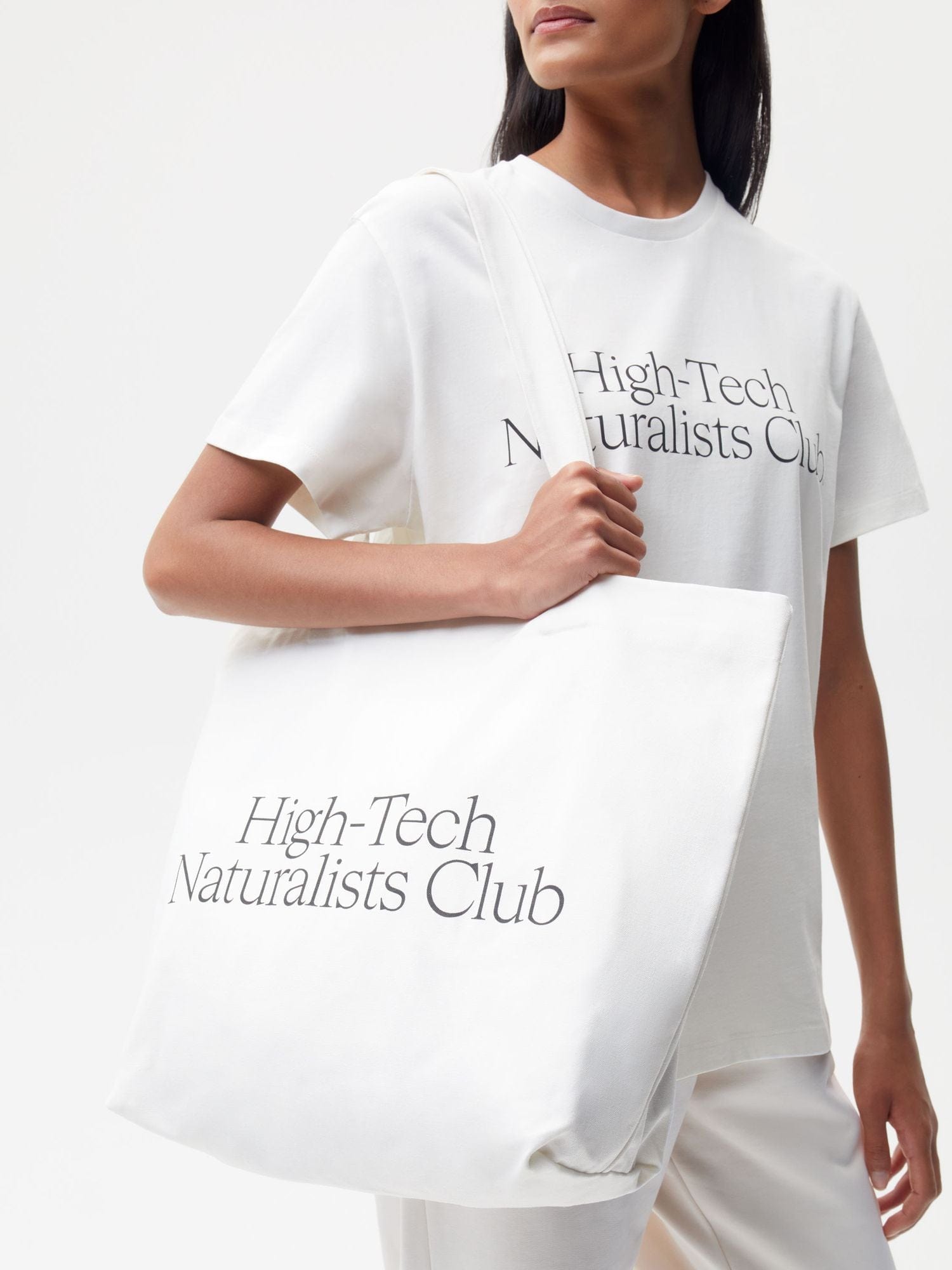 High-Tech Naturalists Club Tote Bag - Eco-Friendly Cotton Canvas Ivory Reusable Shopping Bag for Groceries, Beach & Farmers Market