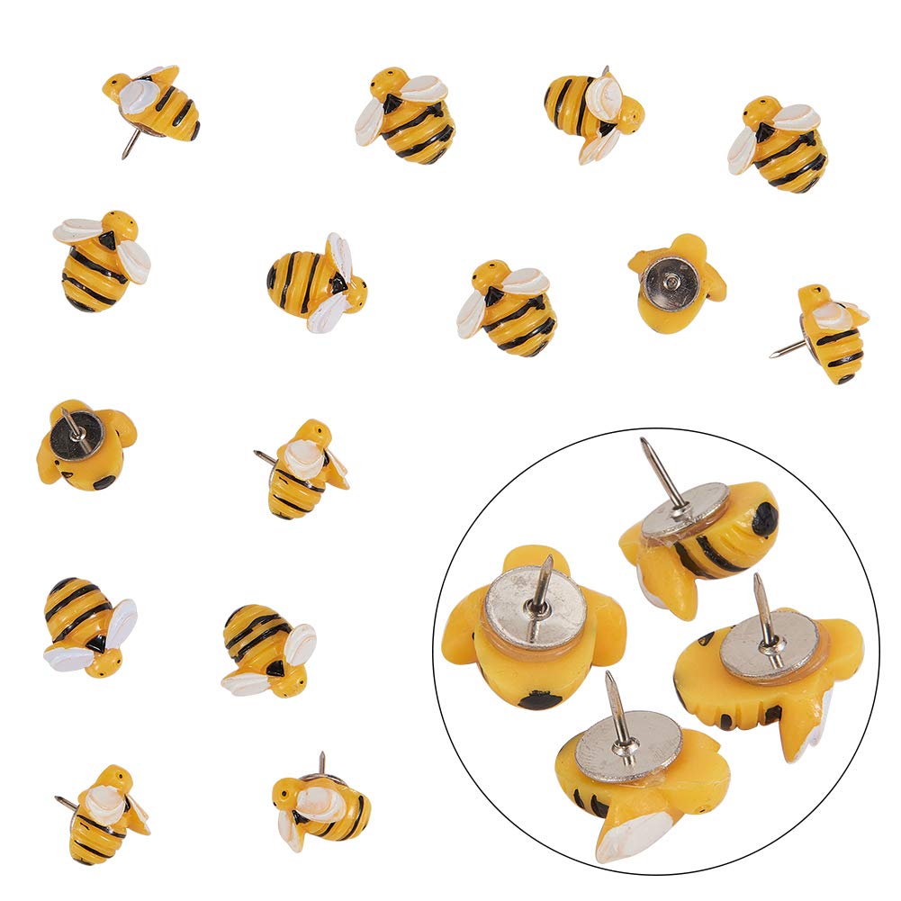 GORGECRAFT 30pcs Bee-Shaped Thumb Tacks - 0.7 Inch Iron Push Pins for Wall Decor, Photos, Maps & Bulletin Boards - Perfect for Home Office, Classroom & DIY Craft Projects