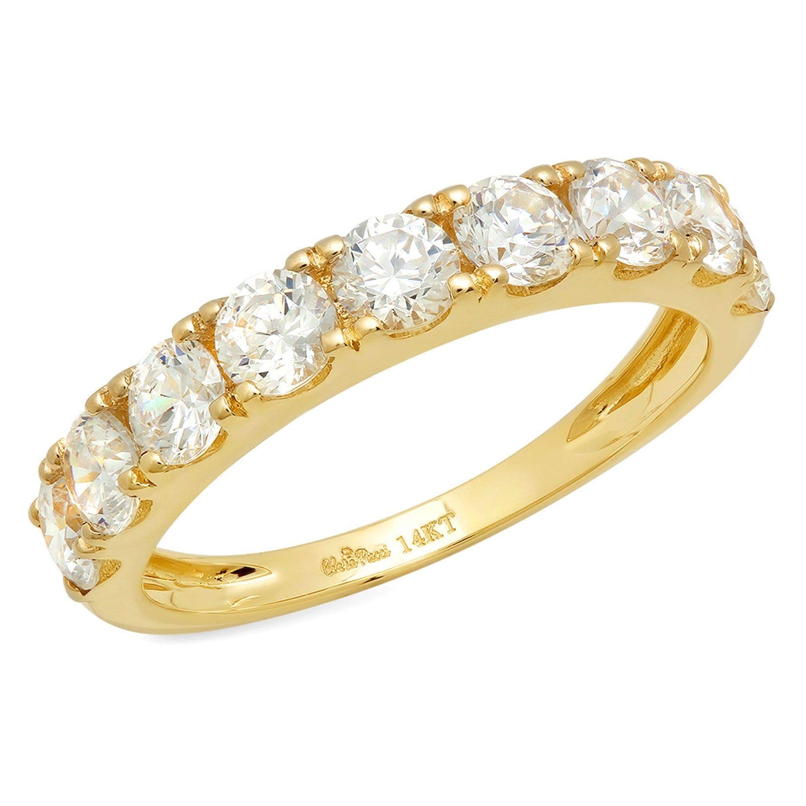 1.44 Carat Round Brilliant Cut Conflict-Free Natural Diamond Ring - VS1-VS2 Clarity, J-K Color, 18K Solid Yellow Gold - Stackable Engagement, Wedding, Promise Band - Perfect for Art Deco Lovers & Everyday Elegance