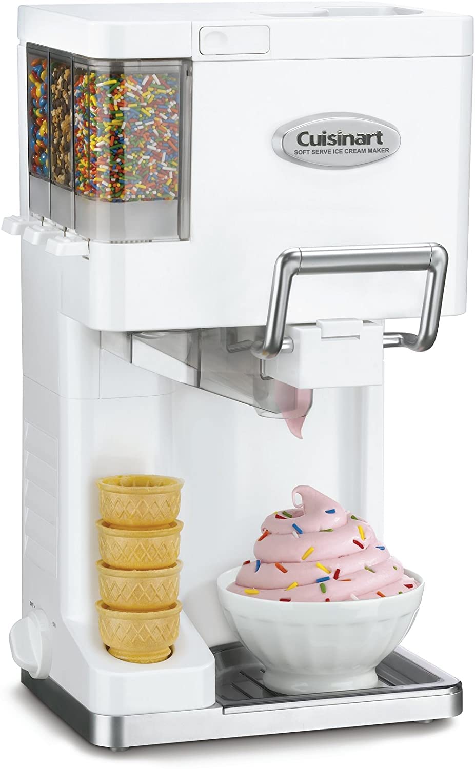 Cuisinart ICE-45P1 1.5 Quart Frozen Yogurt & Ice Cream Maker Machine - Make Soft Serve, Sorbet, Sherbet at Home | Perfect for Parties, Desserts & Family Treats (White)