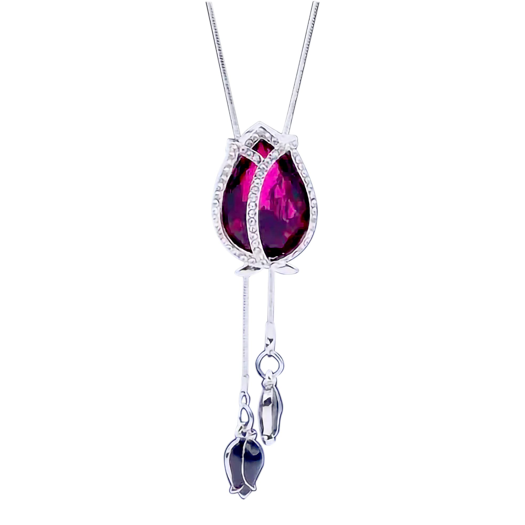 Trendy Women's Rhinestone Long Pendant Silver Necklace - Elegant Crystal Chain Tassel Lariat Statement Jewelry for Sweater Outfits | Perfect for Parties, Date Nights & Office Wear