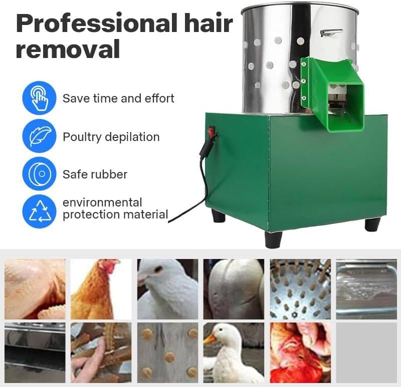 Stainless Steel Poultry Plucker Machine - Turkey Chicken Duck Feather Remover, Quick & Efficient De-Feathering for Quail & Birds | Perfect for Small Farms & Home Butchering