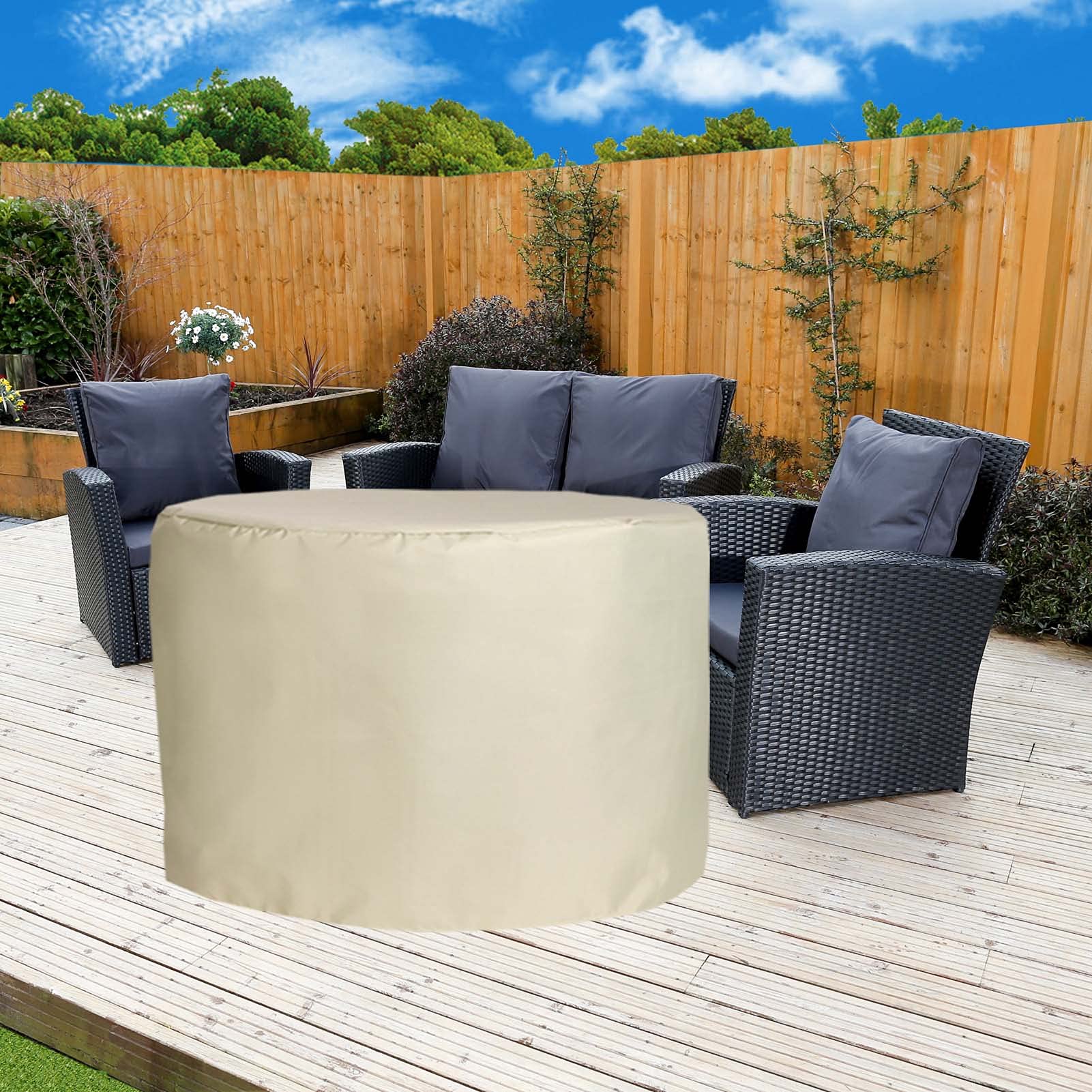 102x35 Inch Round Waterproof Patio Table Cover - Heavy Duty UV Resistant Outdoor Furniture Protection for Garden, Deck & Backyard - Perfect for All Weather & Seasonal Use