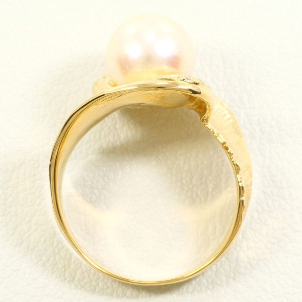 18K Yellow Gold Pearl Diamond Ring for Women - Elegant Bridal Jewelry, Wedding & Engagement Gift - Perfect for Anniversaries, Proposals & Special Occasions