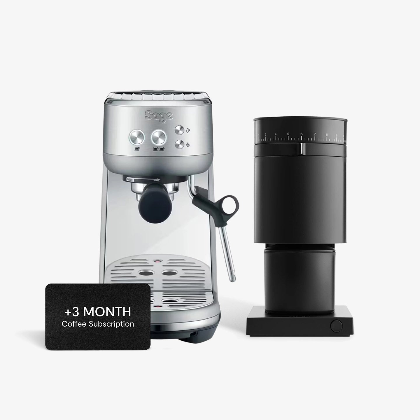 Fellow OPUS & Sage Bambino Espresso Machine Bundle - Premium Stainless Steel Coffee Maker for Home Baristas | Perfect for Espresso, Latte & Cappuccino Lovers