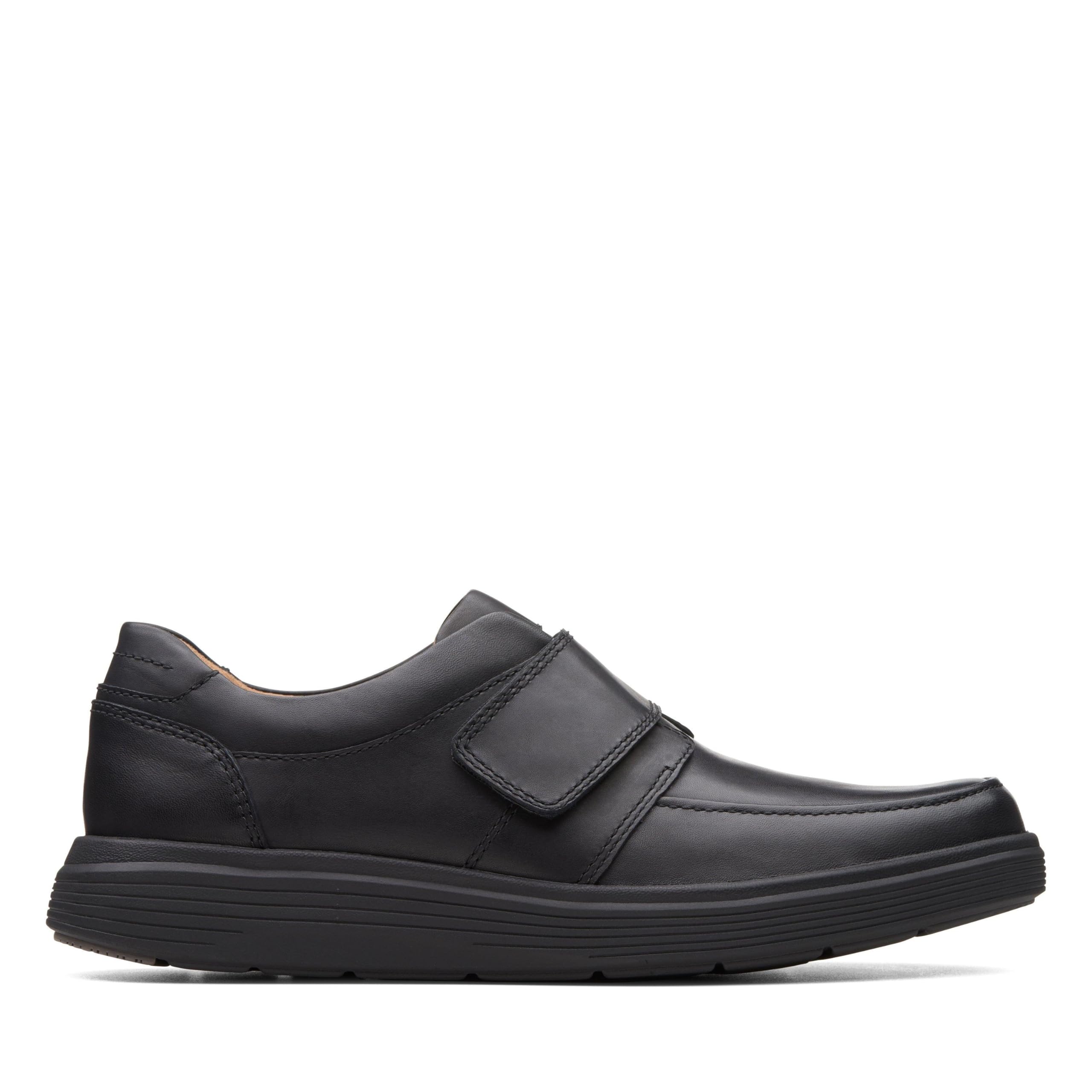 Clarks Men's Un Abode Strap Slippers - Comfortable Black House Shoes for Men, Size 9 UK - Perfect for Indoor Relaxation, Lounging & Home Wear