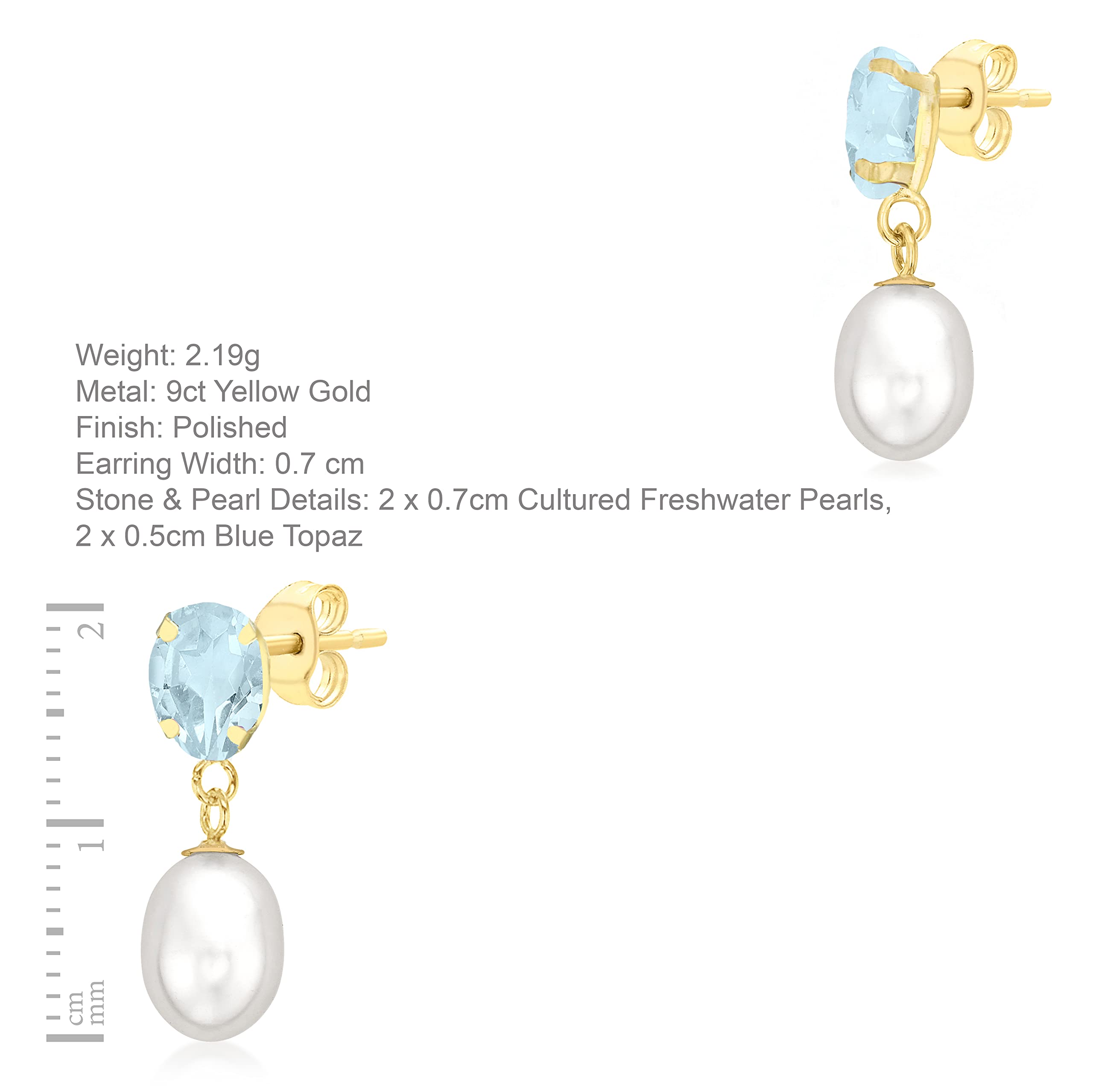 Carissima 9K Yellow Gold Teardrop Earrings for Women - 7x20mm Dangle Drop Earrings - Elegant Jewelry Gift for Birthday, Anniversary & Special Occasions