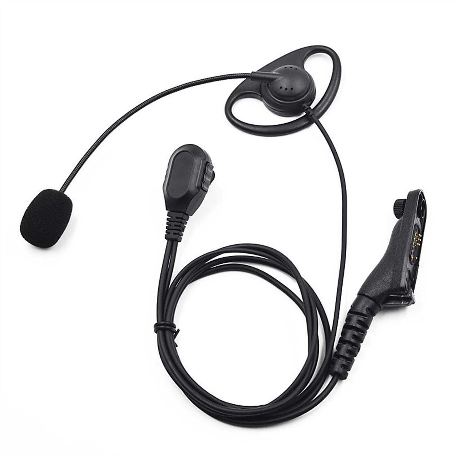 BMINO Adjustable Monitor Arm with Microphone Receiver & PTT Headset - Compatible with Motorola Walkie-Talkies for Office, Security, and Event Communication