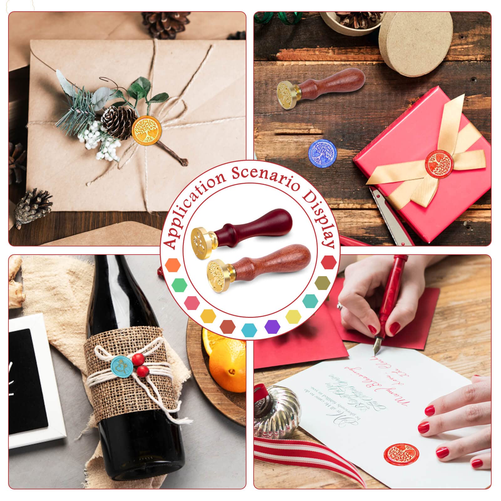 Premium Wax Seal Kit - 50 Wax Seal Beads, Custom Stamp, Electric Warmer, Wax Spoon & 10 Envelopes for Wedding Invitations, Diplomas & Vintage Letter Sealing - Elegant Gift Set for Calligraphy Lovers