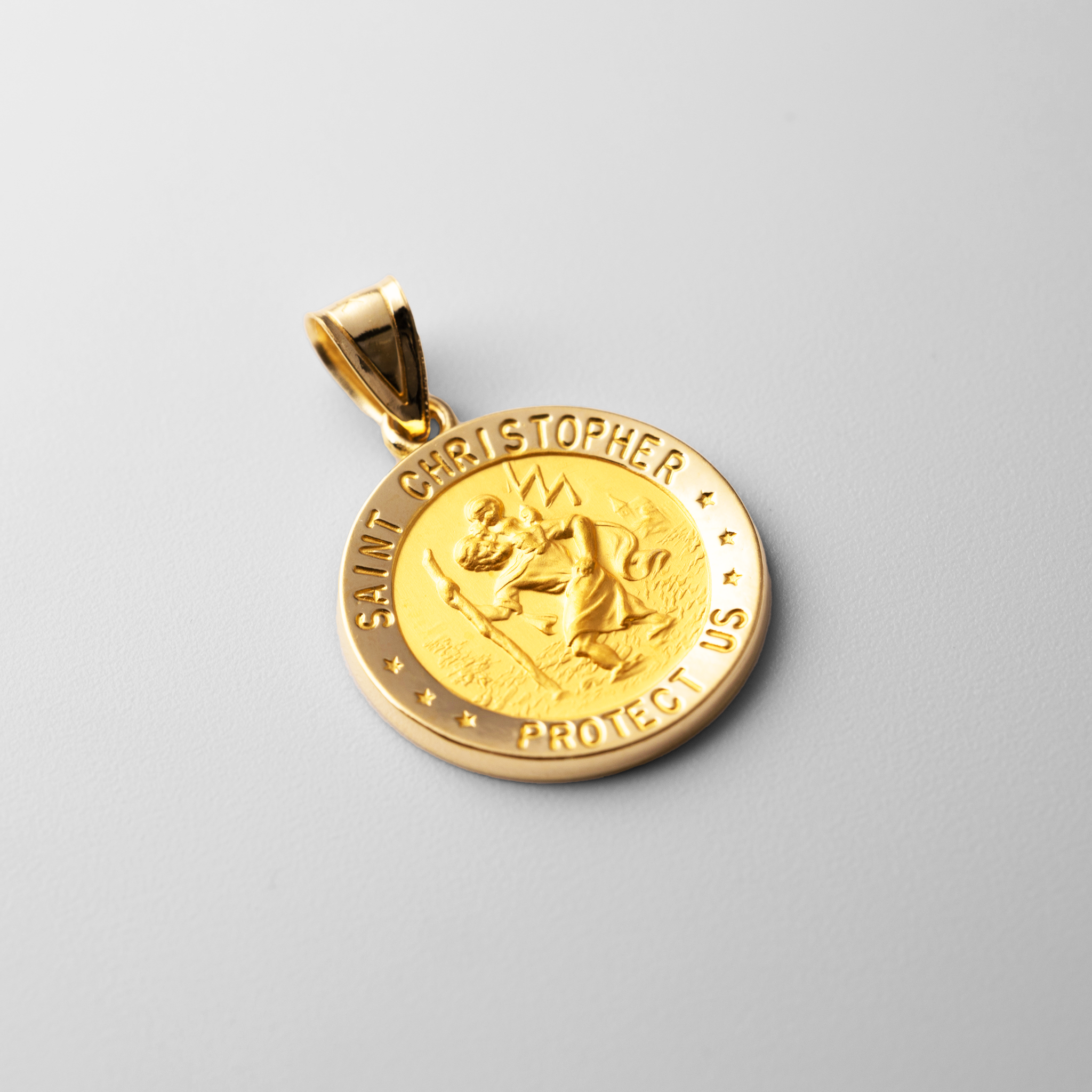 Gold Large Saint Christopher Hollow Medal Pendant Model 1240 - Religious Necklace for Men & Women - Perfect for Travel Protection, Baptism Gifts & Everyday Faith Jewelry