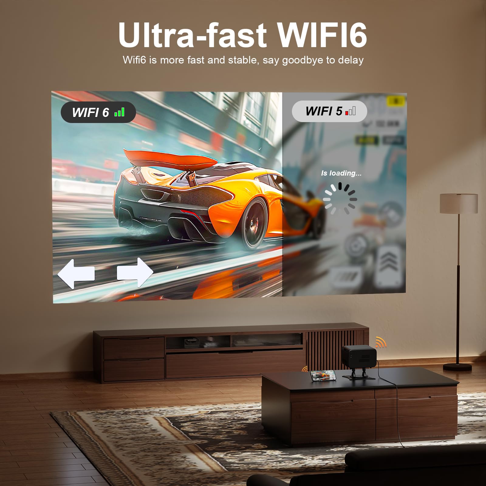 XuanPad 4K Android Mini Projector with Auto Focus, WiFi & Bluetooth - 1080P Portable Projector with 210° Rotatable Stand, Built-in 8000+ Apps, Dust Removal & Cooling System | Perfect for Home Theater, Outdoor Movies, Office Presentations & Gaming