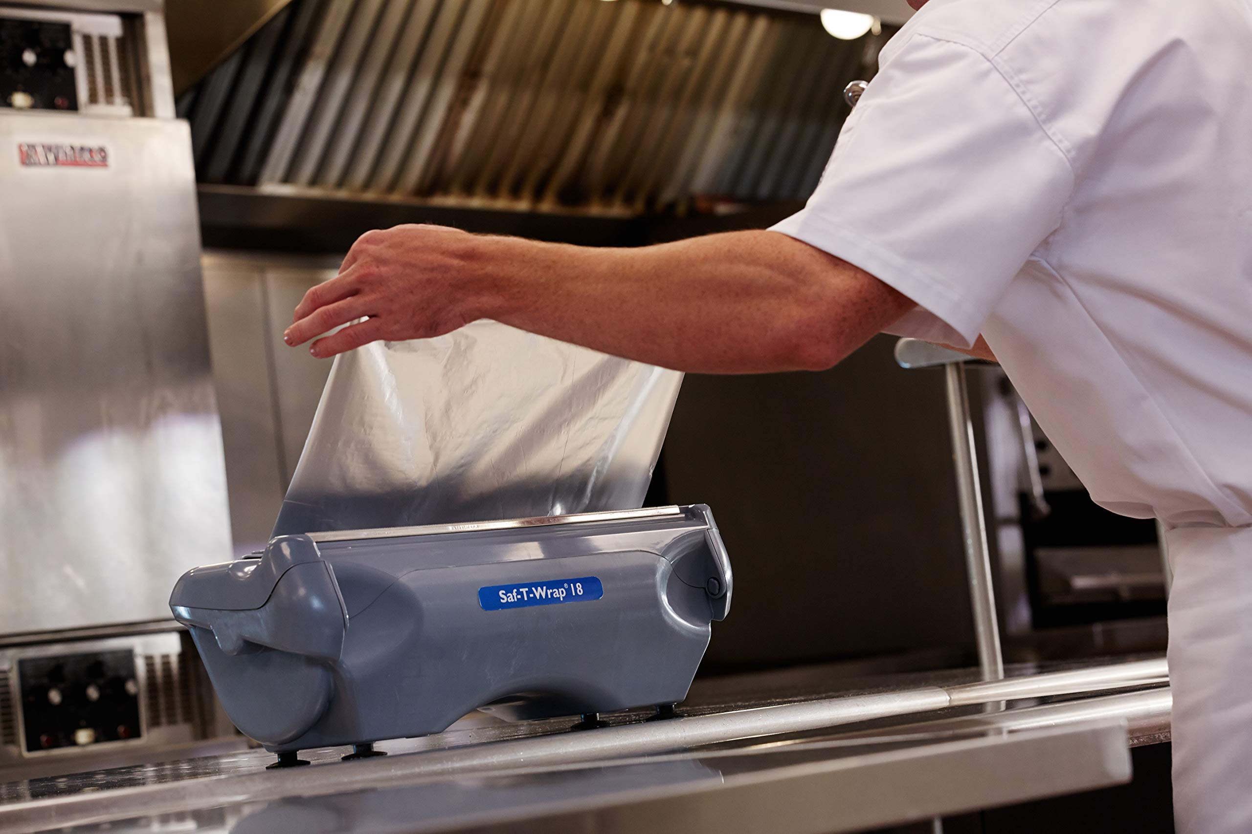 San Jamar Saf-T-Wrap 18-Inch Commercial Plastic Wrap & Foil Dispenser - Heavy Duty for Restaurants, Bakeries & Kitchens - Gray Plastic - Perfect for Food Prep, Storage & Catering Services