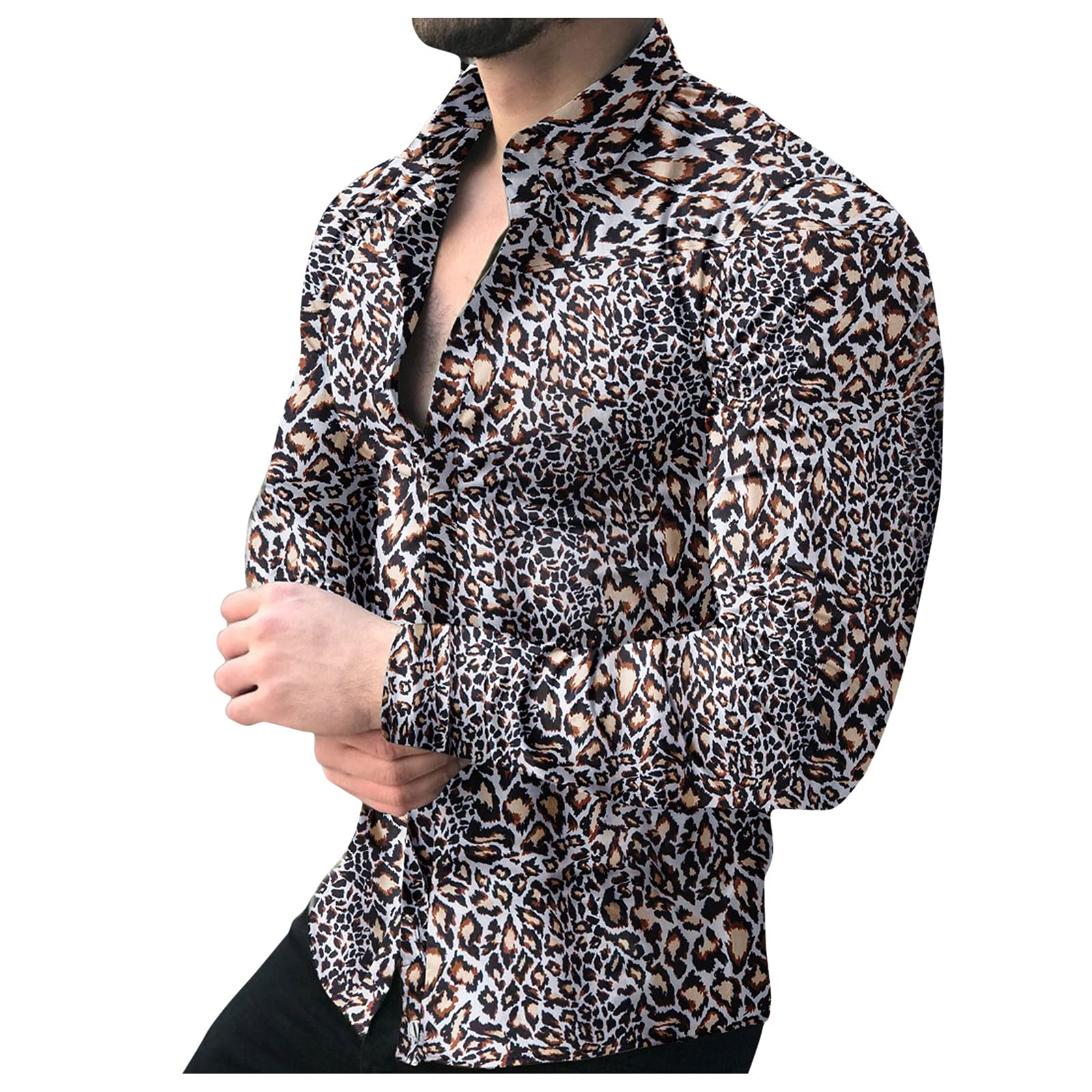WOCACHI Men's Slim Fit Casual Button Down Dress Shirt - Long Sleeve Printed Business Shirt for Office, Party & Formal Occasions