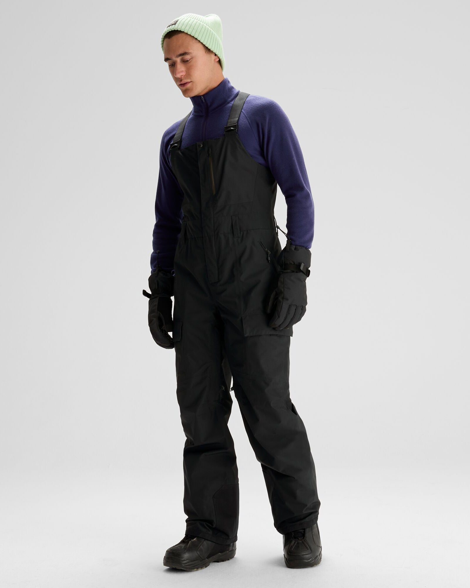 Men's PWDR Days 2L Insulated Snow Bib Pants - Waterproof Winter Ski Bib Overalls for Snowboarding & Cold Weather (Black Stingray) - Perfect for Skiing, Snowboarding & Outdoor Winter Activities