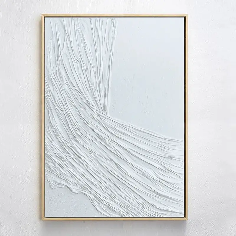 White Minimalist Textured Painting Canvas - Abstract Wall Art for Modern Home & Office Decor | Perfect for Living Room, Bedroom, and Studio | High-Quality Stretched Canvas #MM020