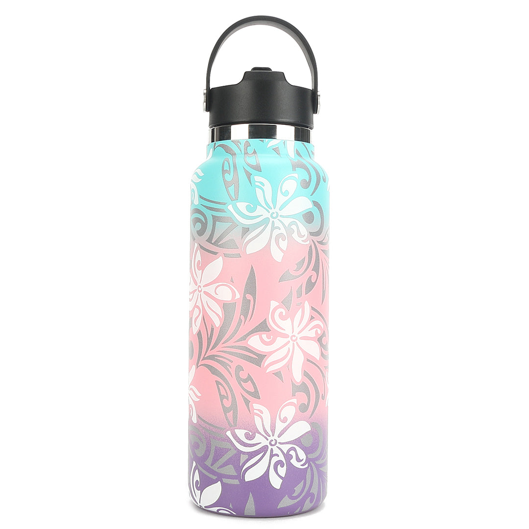 40oz Insulated Stainless Steel Water Bottle - Tiare Infinity Aqua Pink & Purple - Keeps Drinks Cold 24Hrs/Hot 12Hrs - Perfect for Gym, Hiking, Travel & Outdoor Activities