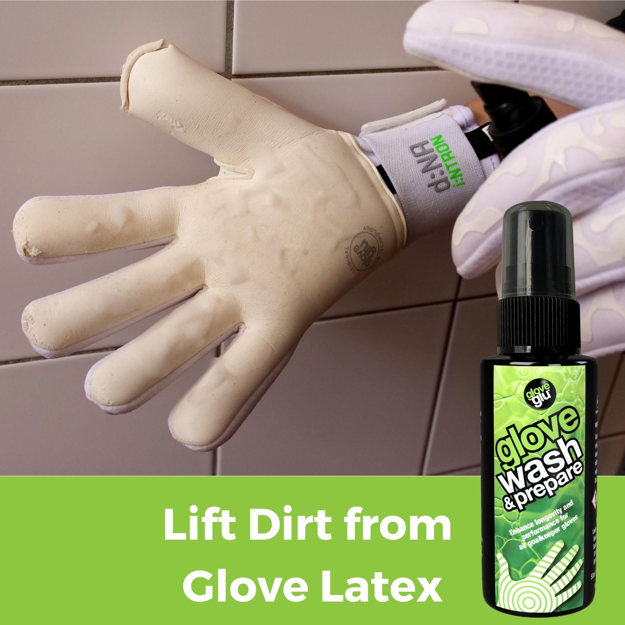 Premium Goalkeeper Glove Care Kit - gloveglu 120ml Wash & Prepare + 50ml Grip Spray | Enhances Grip & Cleans Gloves | Ideal for Soccer, Training & Match Days