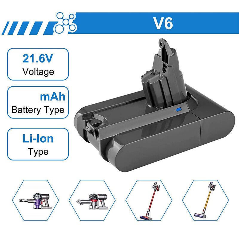 Original Dyson V6 Replacement Battery 21.6V Compatible with Animal, DC58, SV04, SV09, SV05, DC61 Models - Perfect for Cordless Vacuum Cleaner Maintenance & Home Cleaning