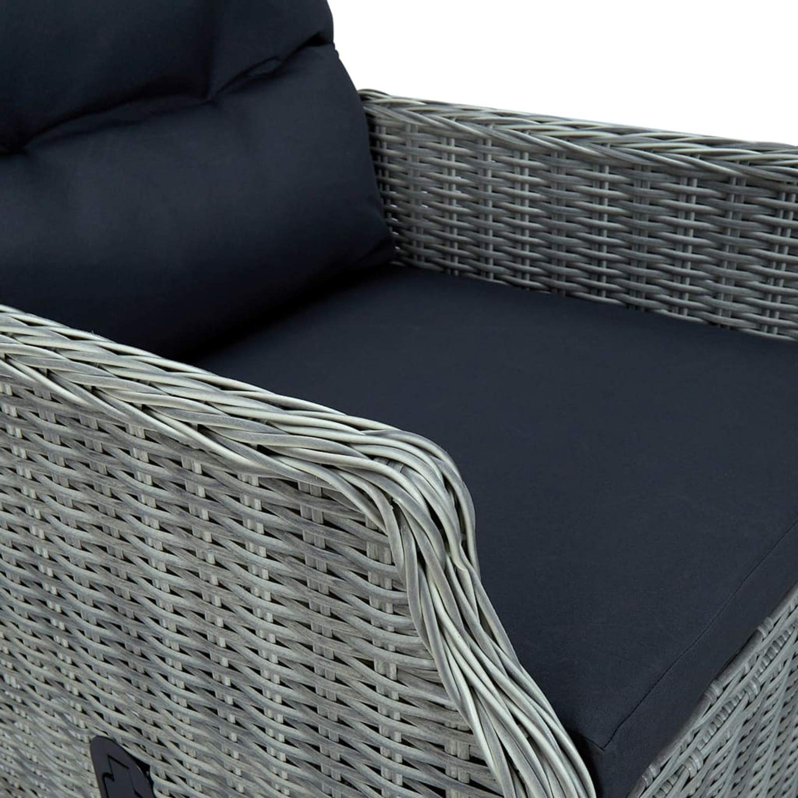 Stackable Reclining Outdoor Patio Chairs with Cushions - Light Gray Poly Rattan Furniture Set for Garden, Poolside & Backyard Relaxation