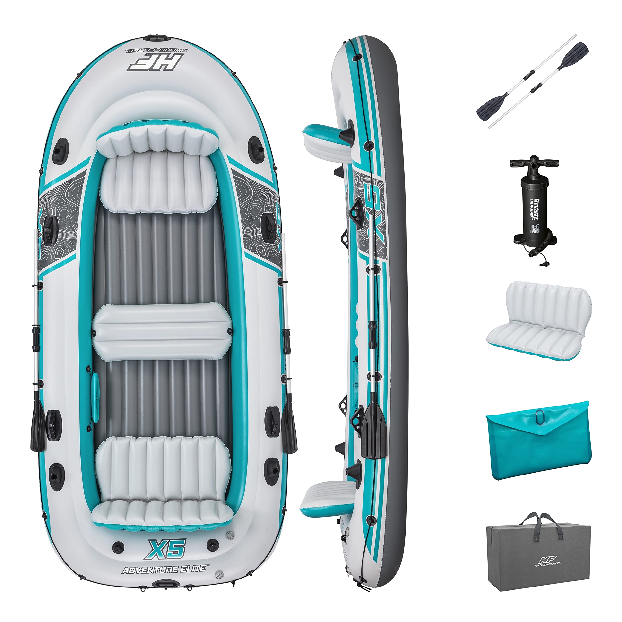 Bestway Hydro-Force Inflatable Raft Set - 2-3 Person Inflatable Boat for Kids & Adults | Durable PVC Material with Oars & Pump | Perfect for Fishing, Swimming & Water Adventures in Ponds, Lakes & Rivers