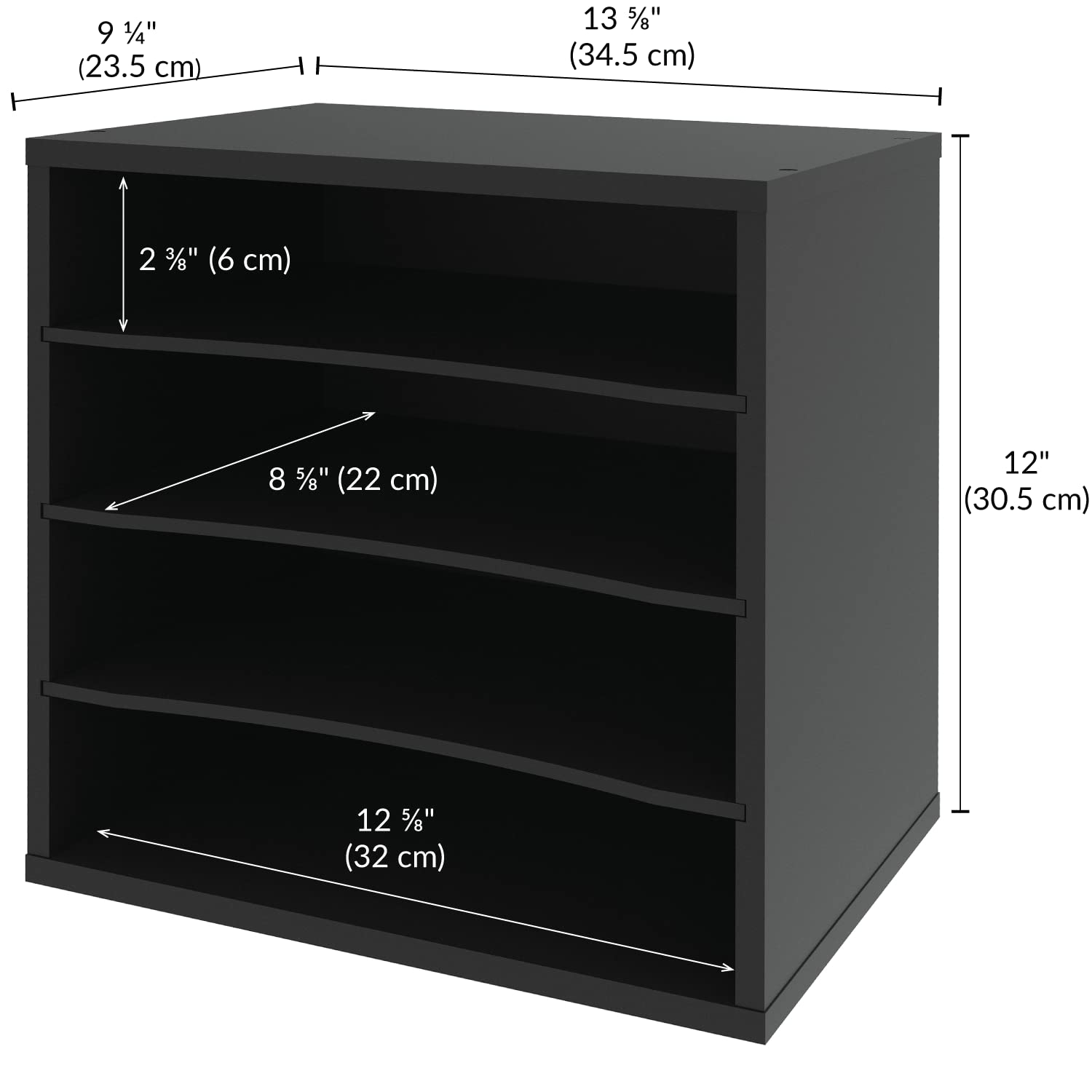 Ballucci 4-Tier Stackable Paper Organizer Tray - Black Desk Storage Shelves for Letter Paper, Documents & Files | Perfect for Office, Classroom & Home Workspace Organization
