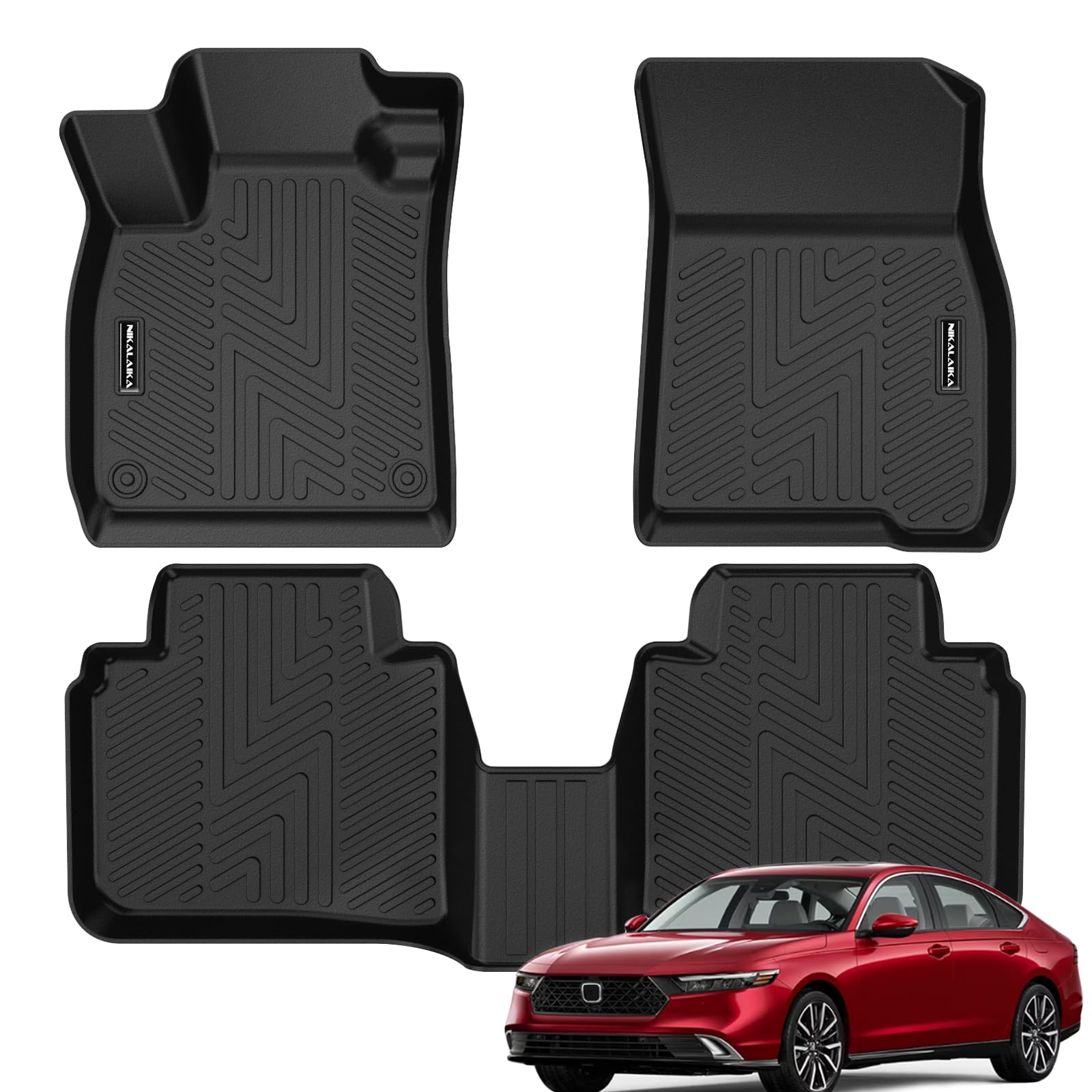 Premium All-Weather TPE Rubber Floor Mats for 2023-2025 Honda Accord & Hybrid - Odorless Anti-Slip Car Floor Liners (1st & 2nd Row, Black) - Perfect for Daily Commuting, Road Trips & Winter Protection